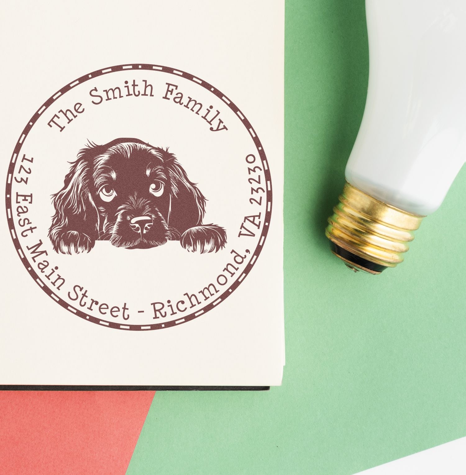 Round Pre-Inked Gordon Setter Return Address Stamp - Engineer Seal Stamps