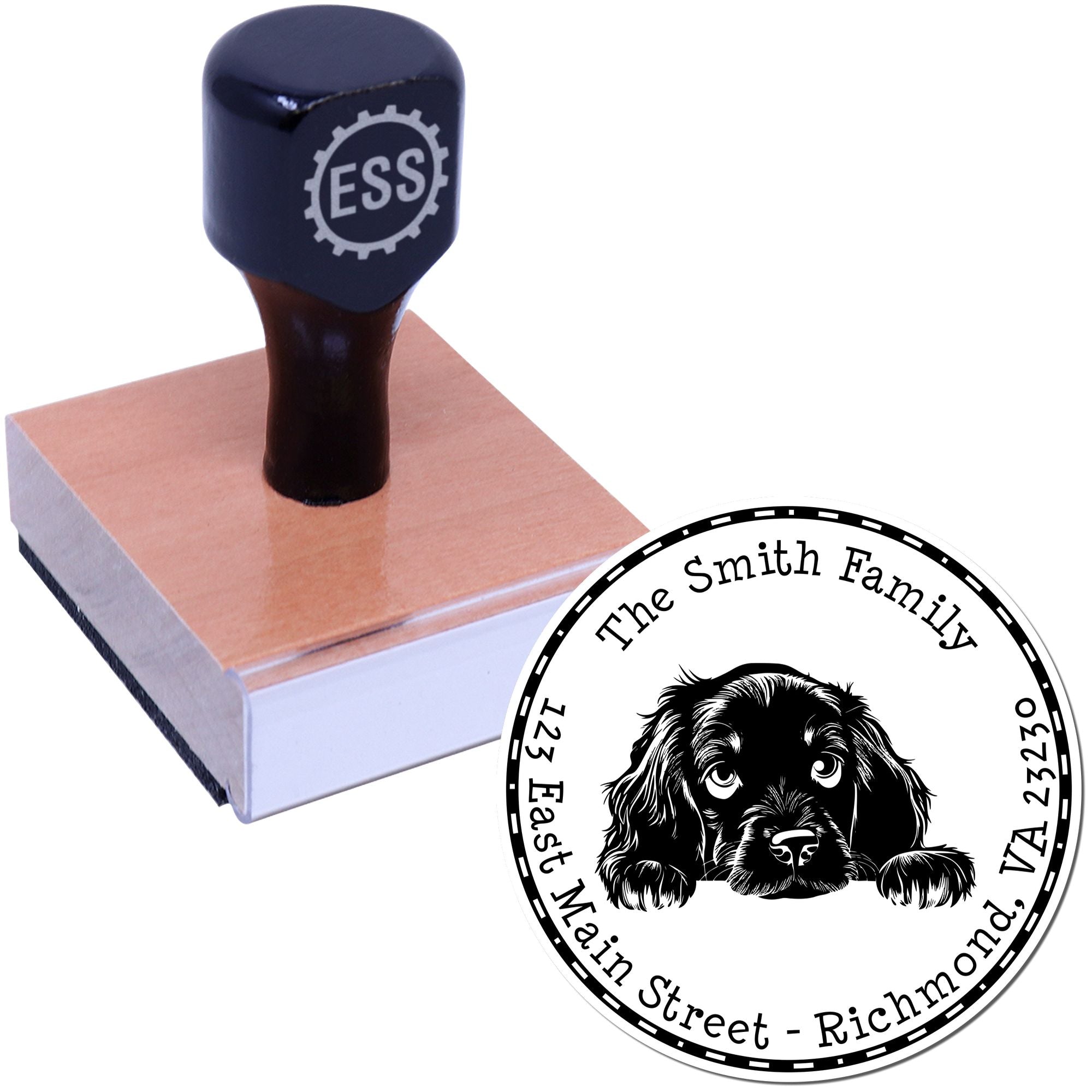 Round Gordon Setter Personalized Custom Return Address Rubber Stamp