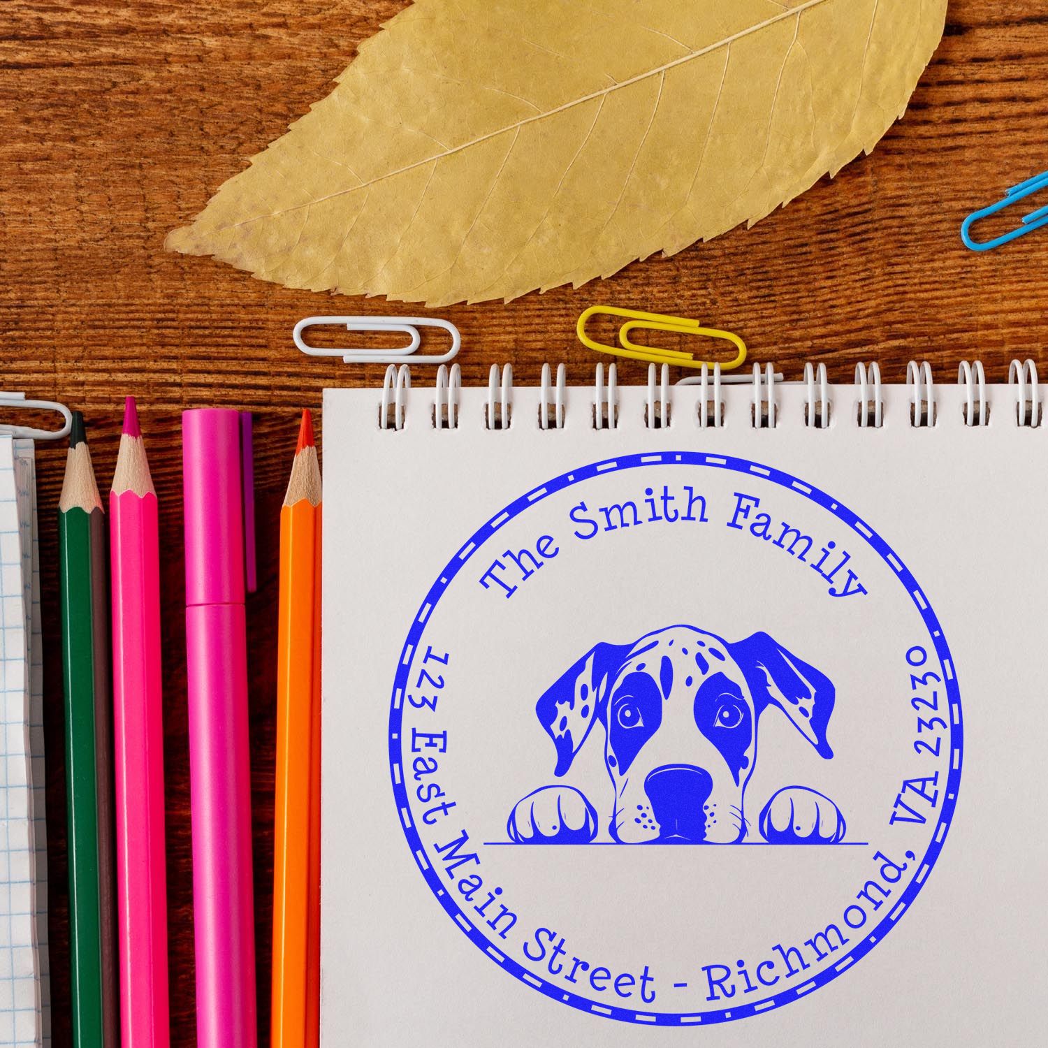 Slim Great Dane Custom Return Address Stamp - Engineer Seal Stamps