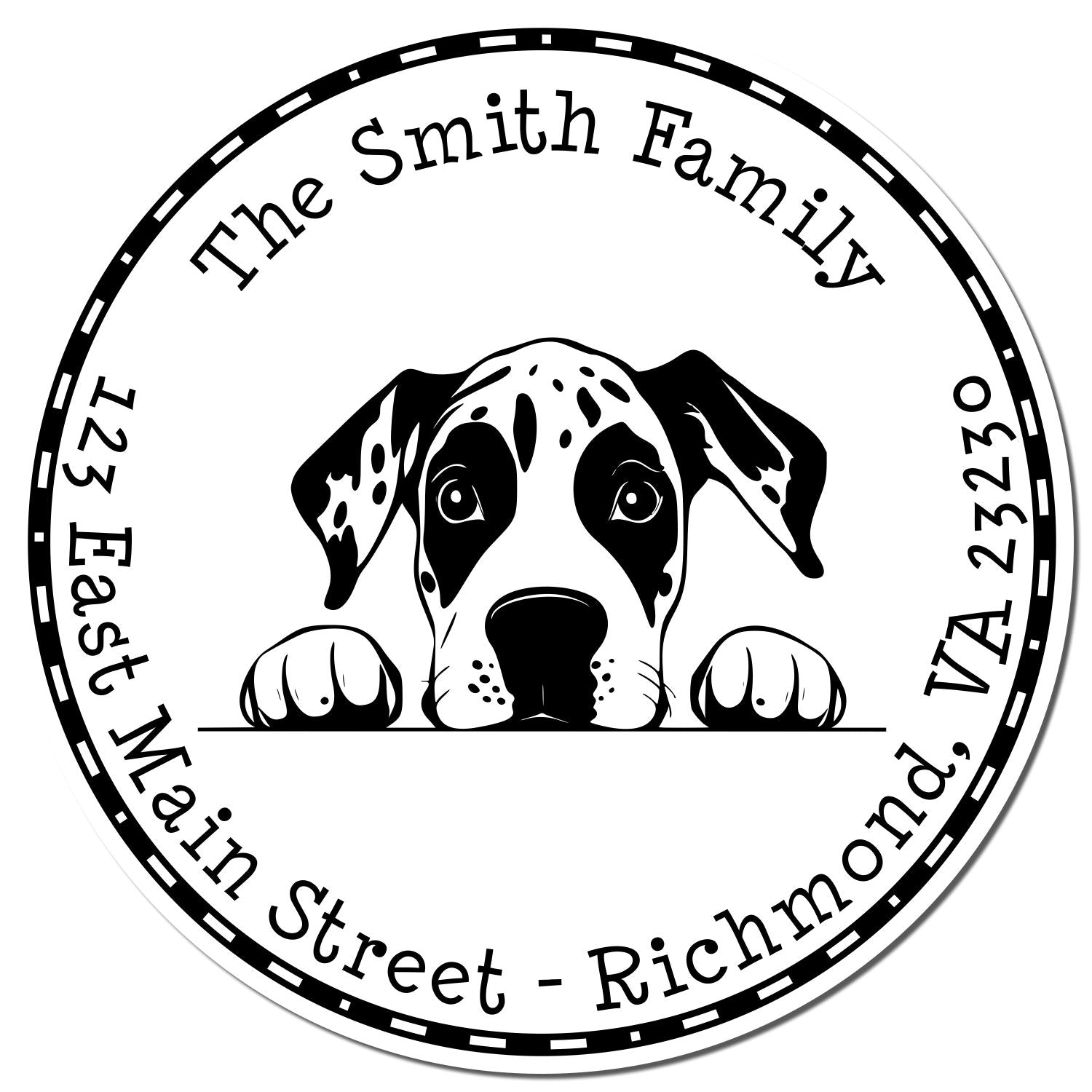 Round Great Dane Personalized Name and Address Rubber Stamp - Engineer Seal Stamps