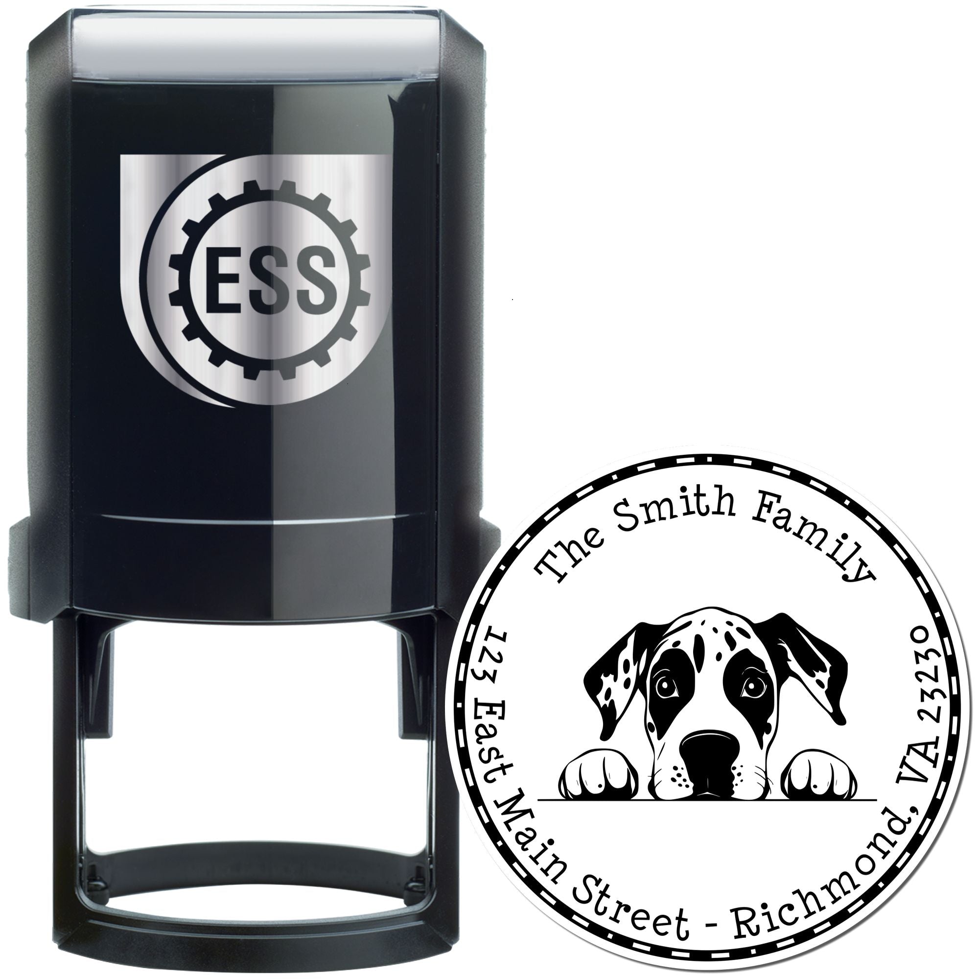 Round Self-Inking Great Dane Customized Custom Return Address Stamp - Engineer Seal Stamps