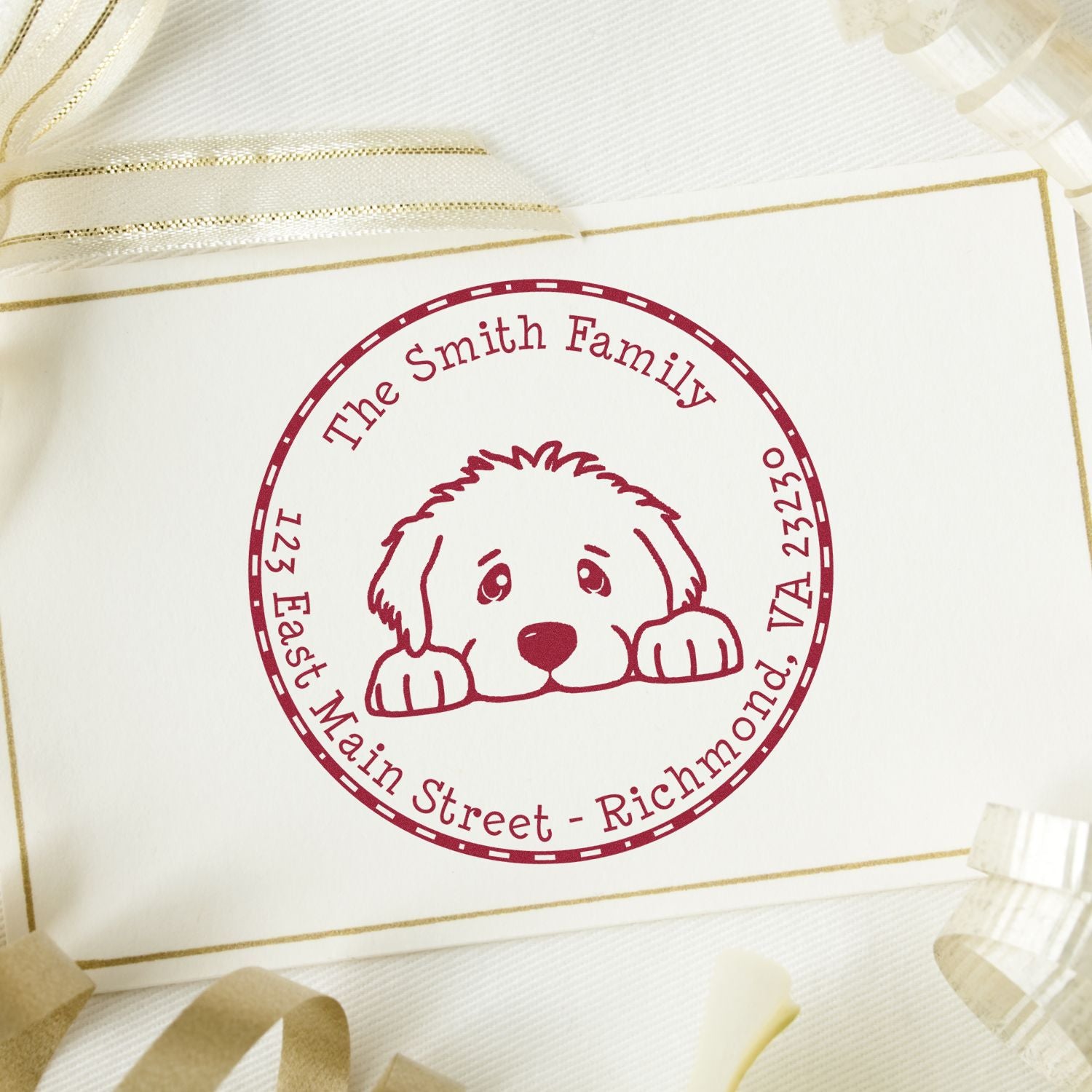 Round Great Pyrenees Personalized Refillable Address Rubber Stamp - Engineer Seal Stamps