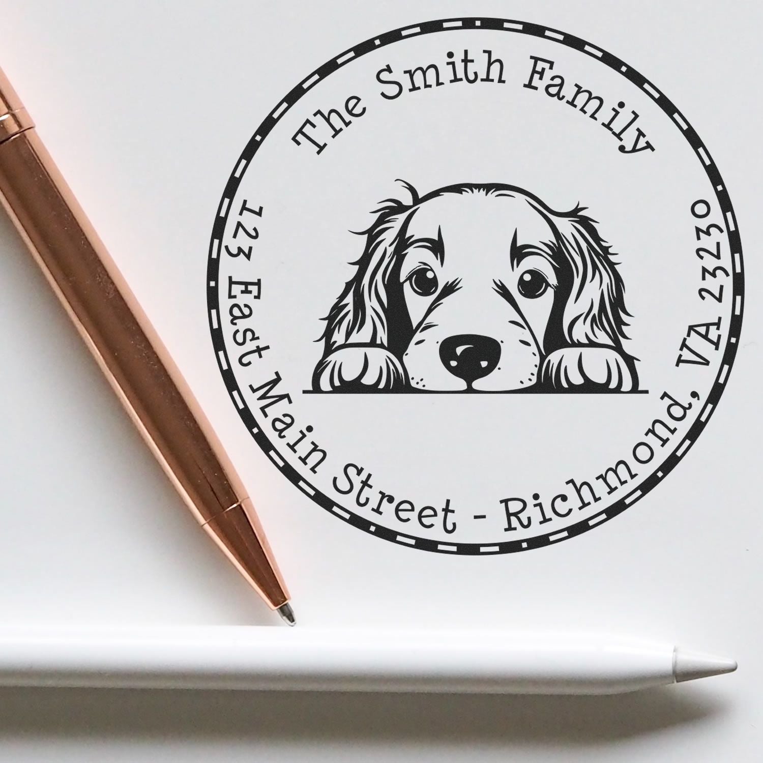 Round Irish Setter Personalized Mail Rubber Stamp