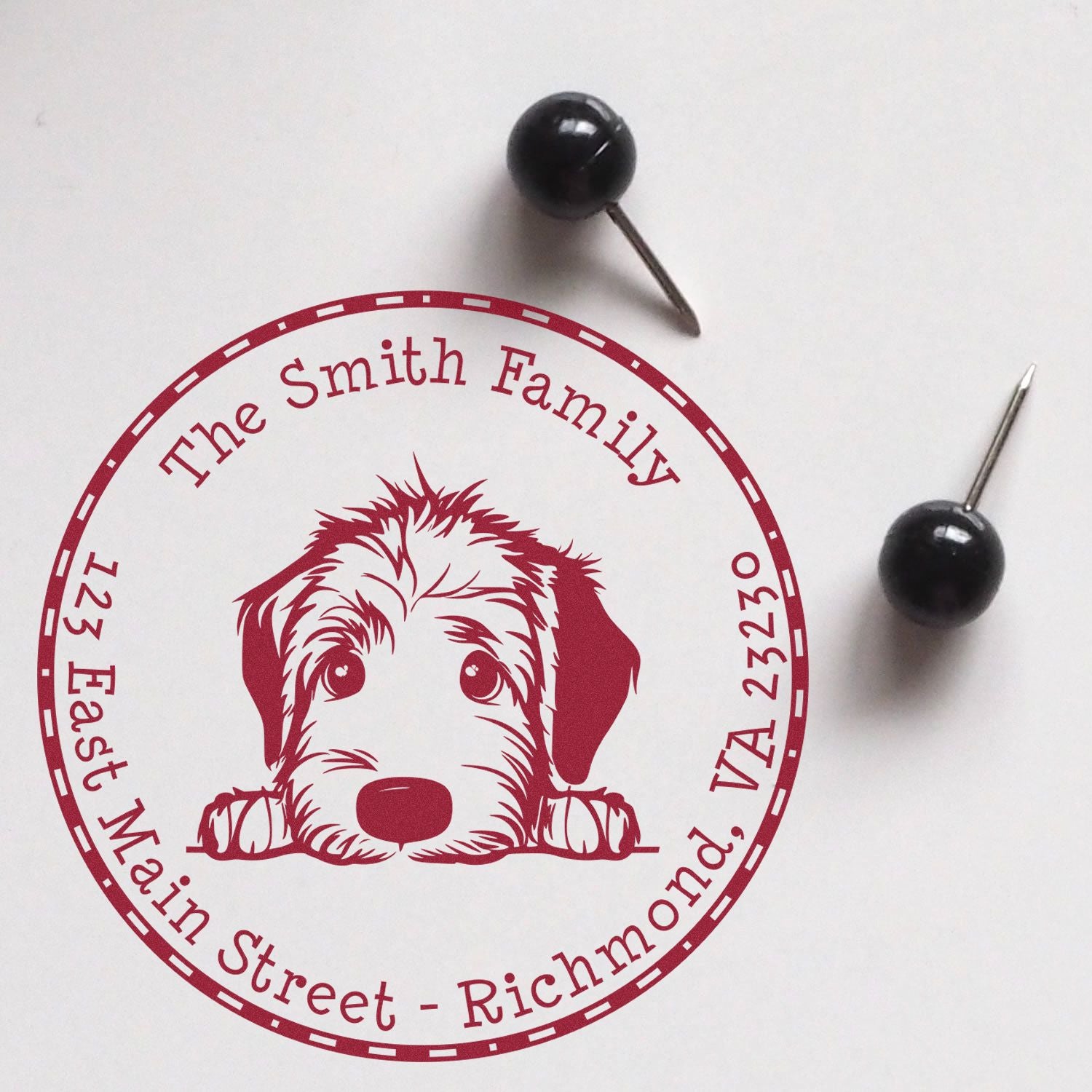 Round Pre-Inked Irish Wolfhound High-Quality Address Stamp - Engineer Seal Stamps