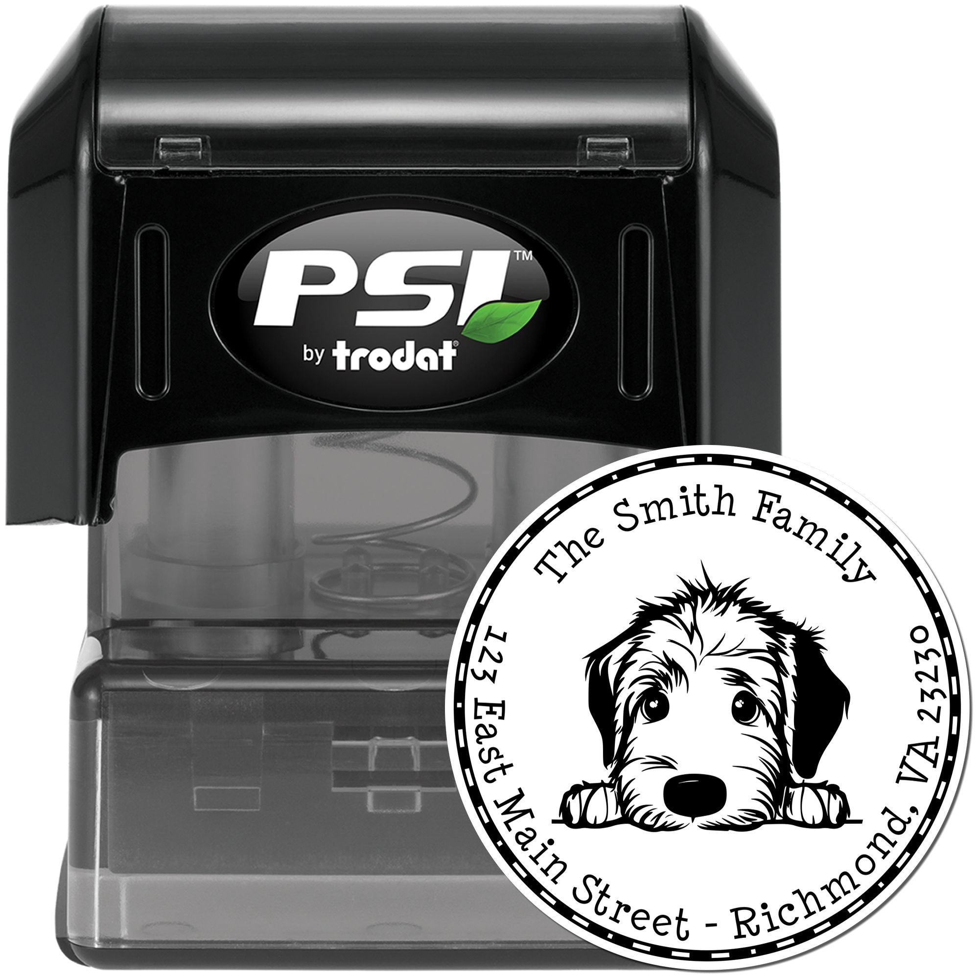 Round Pre-Inked Irish Wolfhound High-Quality Address Stamp - Engineer Seal Stamps