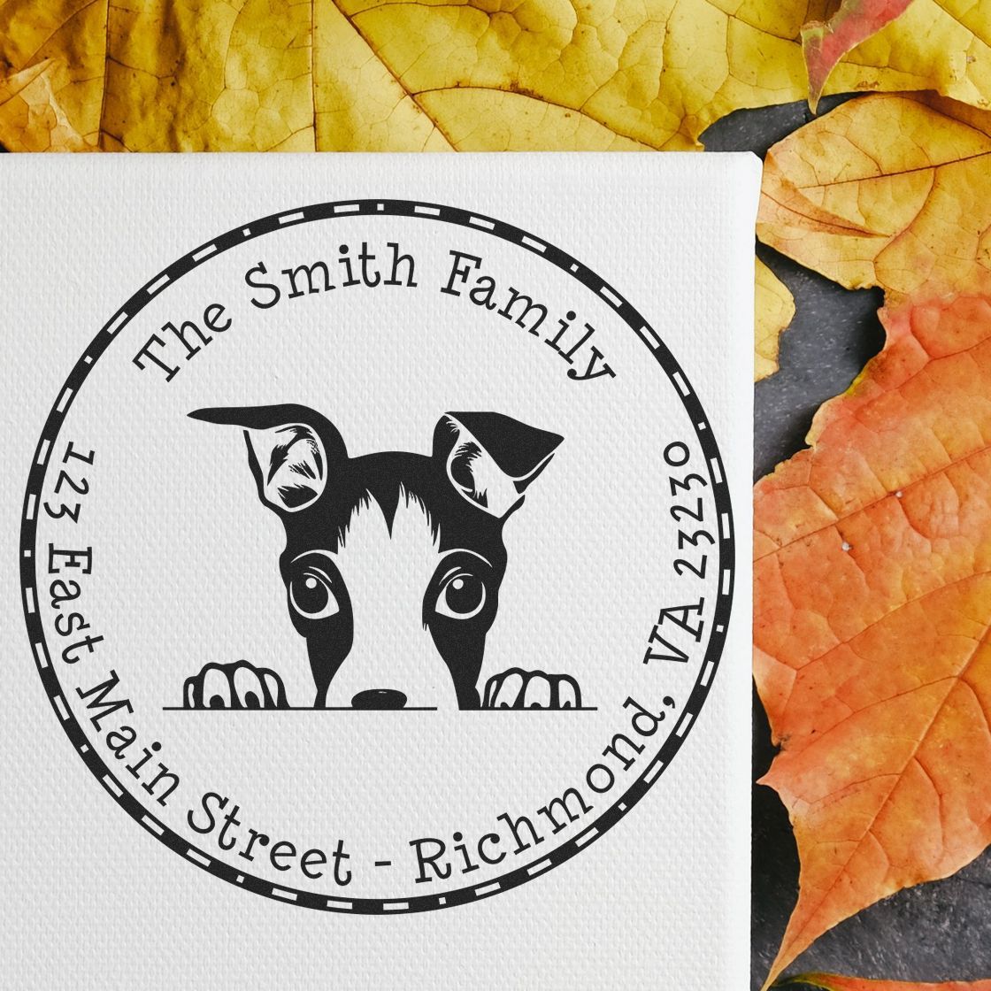 Round Italian Greyhound Personalized House Address Rubber Stamp