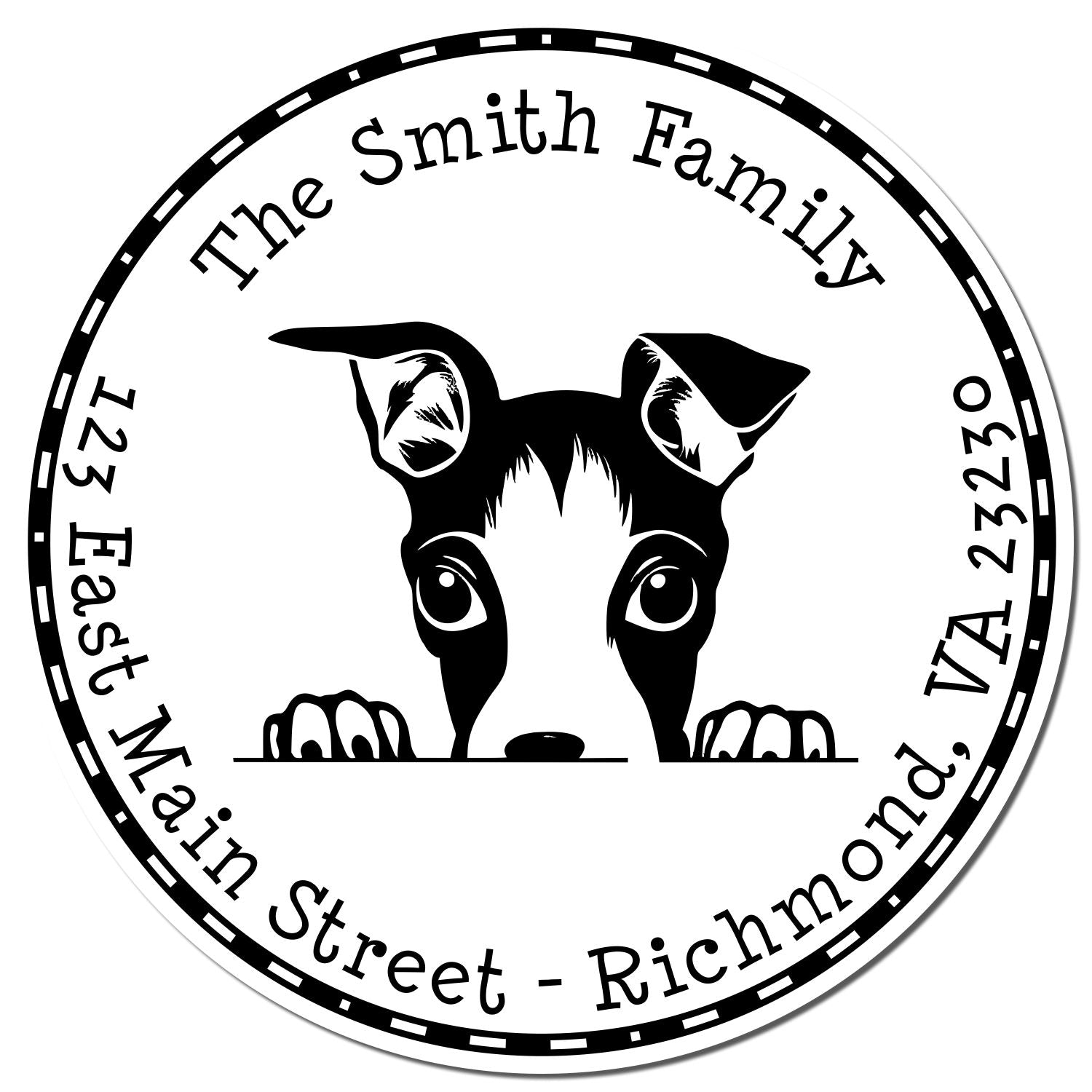 Round Italian Greyhound Personalized House Address Rubber Stamp - Engineer Seal Stamps