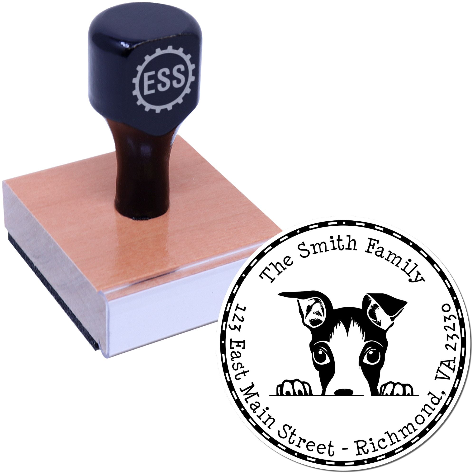 Round Italian Greyhound Personalized House Address Rubber Stamp