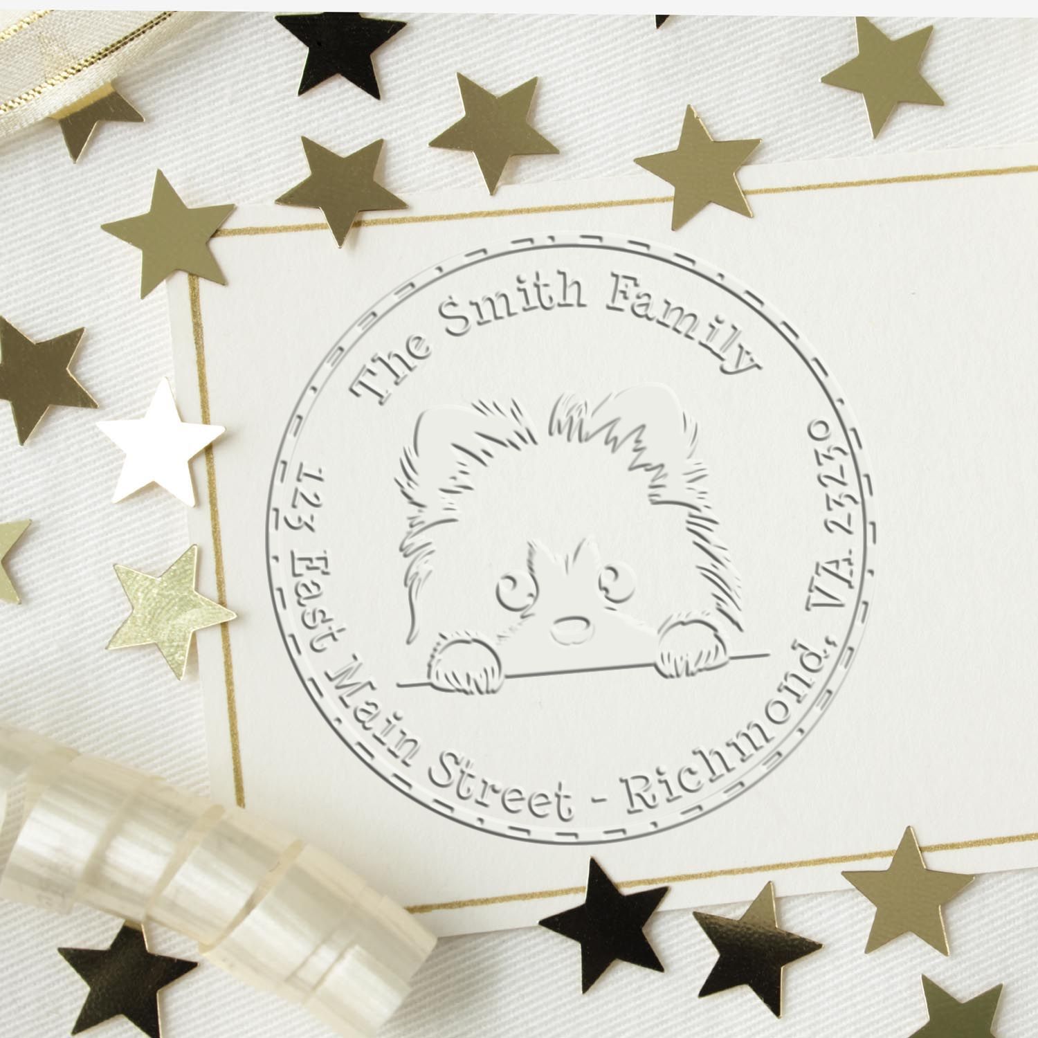 Soft Keeshond Personalized Mailing Embosser - Engineer Seal Stamps