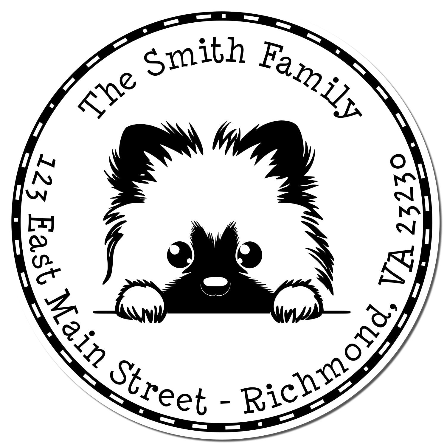 Round Self-Inking Keeshond Customized Home Address Stamp - Engineer Seal Stamps