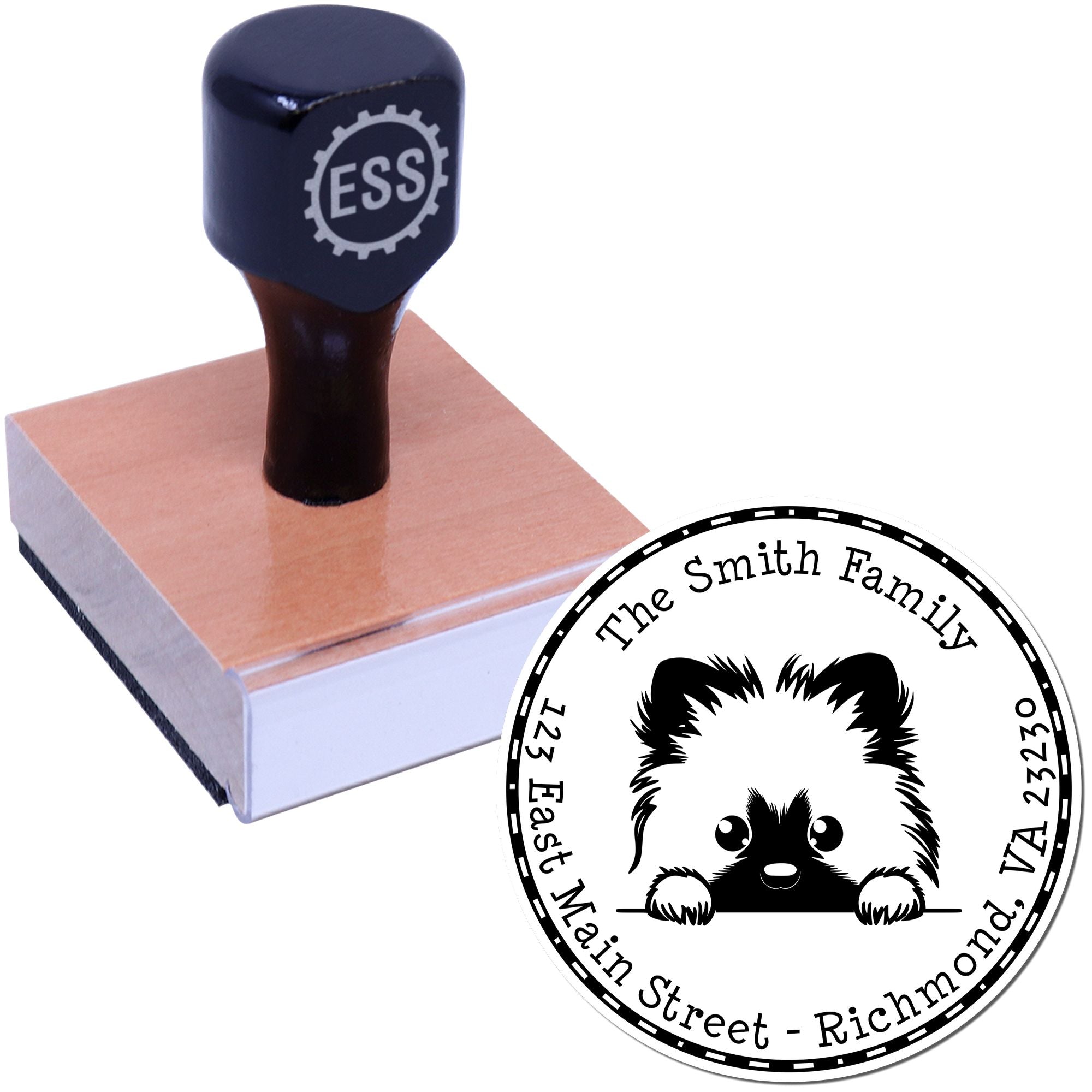 Round Keeshond Personalized Mailing Address Rubber Stamp