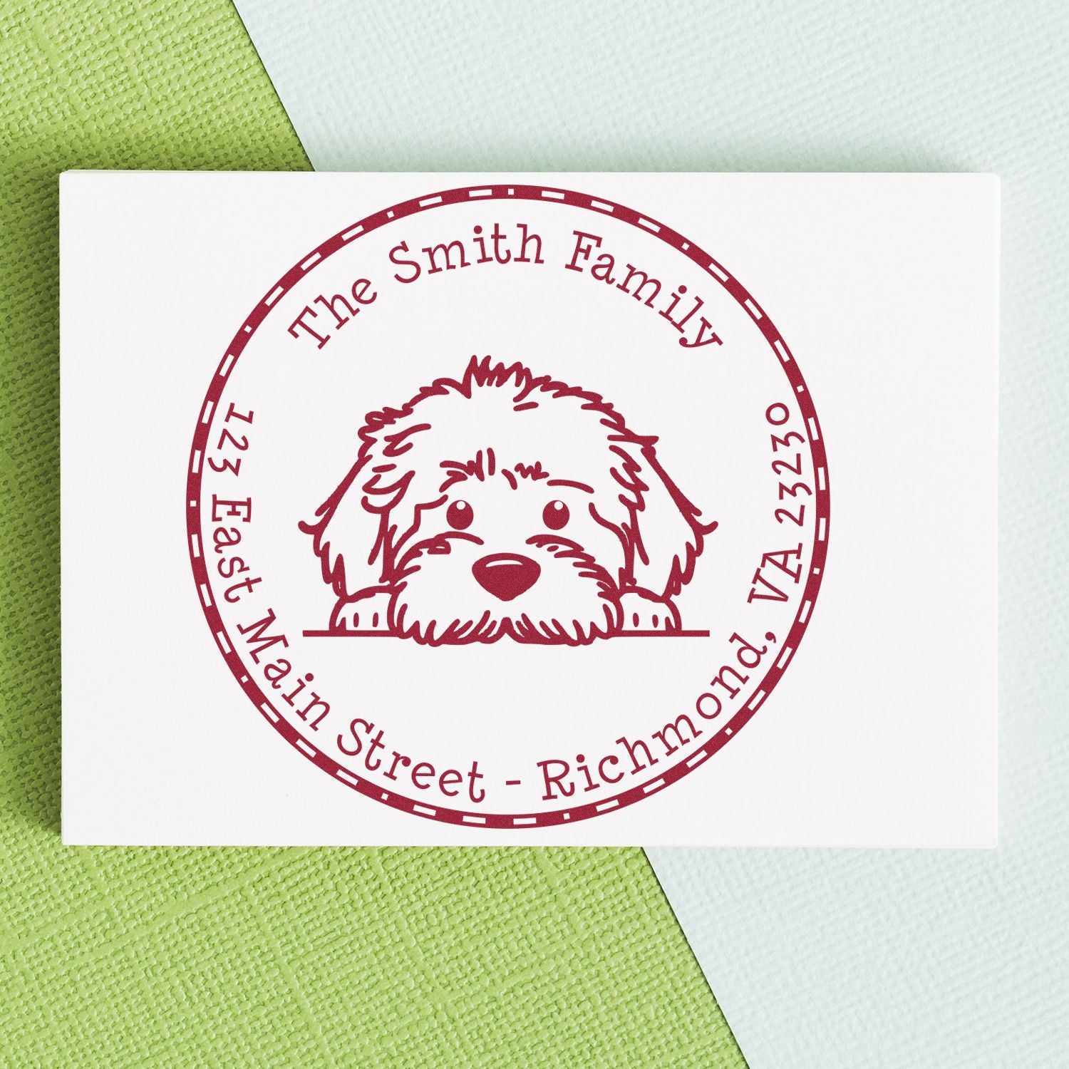 Round Pre-Inked Labradoodle Home Address Stamp - Engineer Seal Stamps