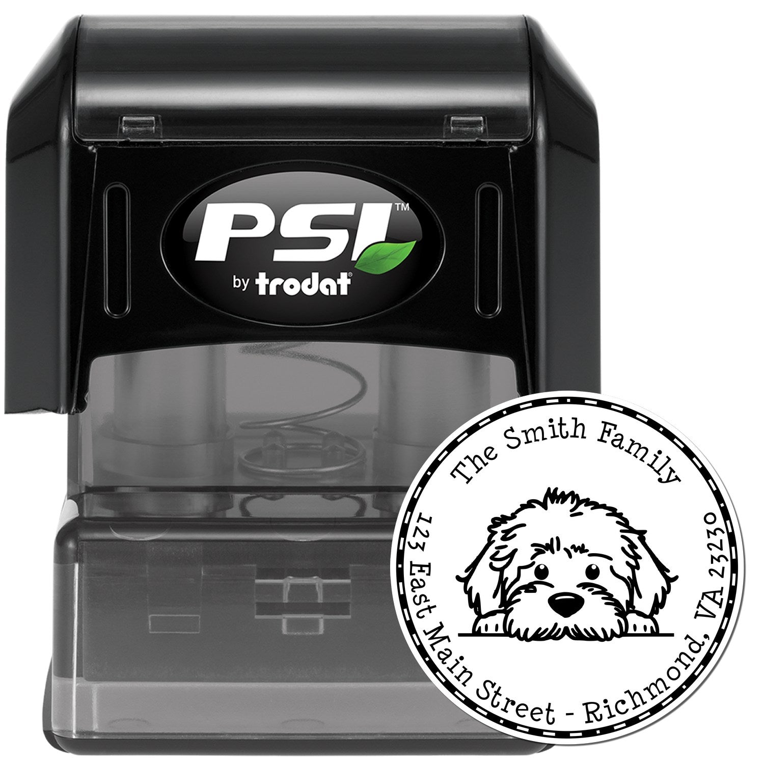 Round Pre-Inked Labradoodle Home Address Stamp - Engineer Seal Stamps