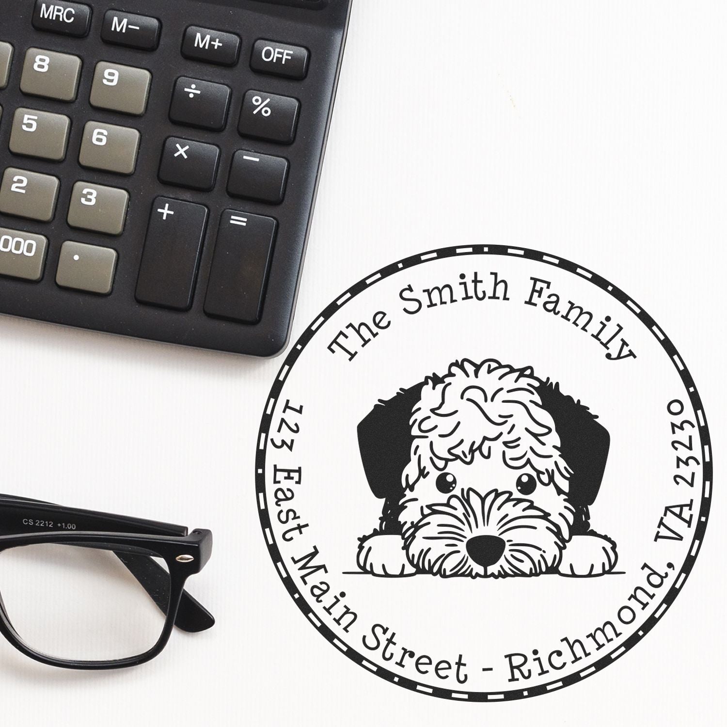 Round Self-Inking Lagotto Romagnolo Customized Mailing Label Stamp - Engineer Seal Stamps