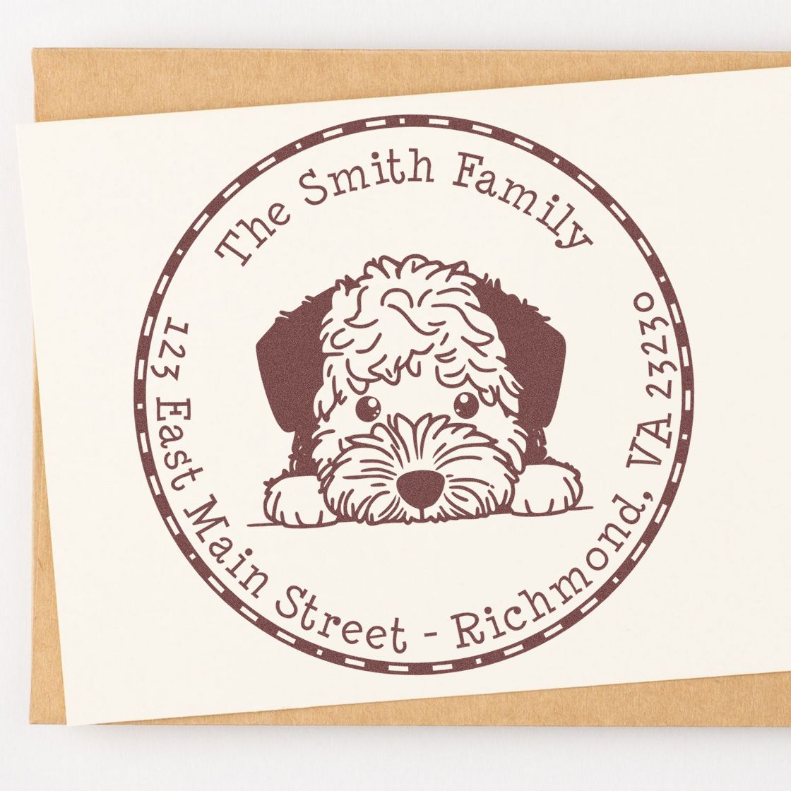 Round Self-Inking Lagotto Romagnolo Customized Mailing Label Stamp - Engineer Seal Stamps