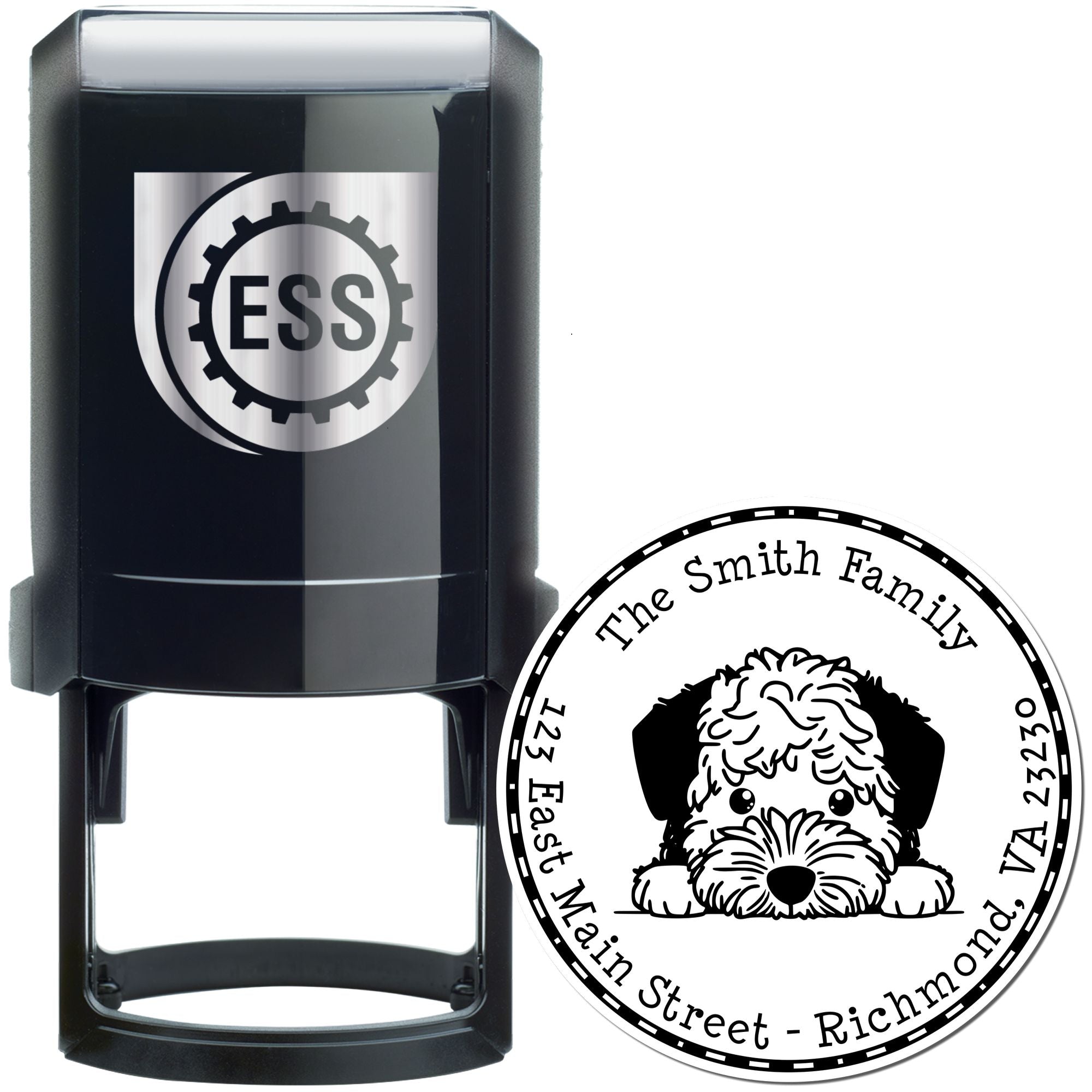 Round Self-Inking Lagotto Romagnolo Customized Mailing Label Stamp - Engineer Seal Stamps