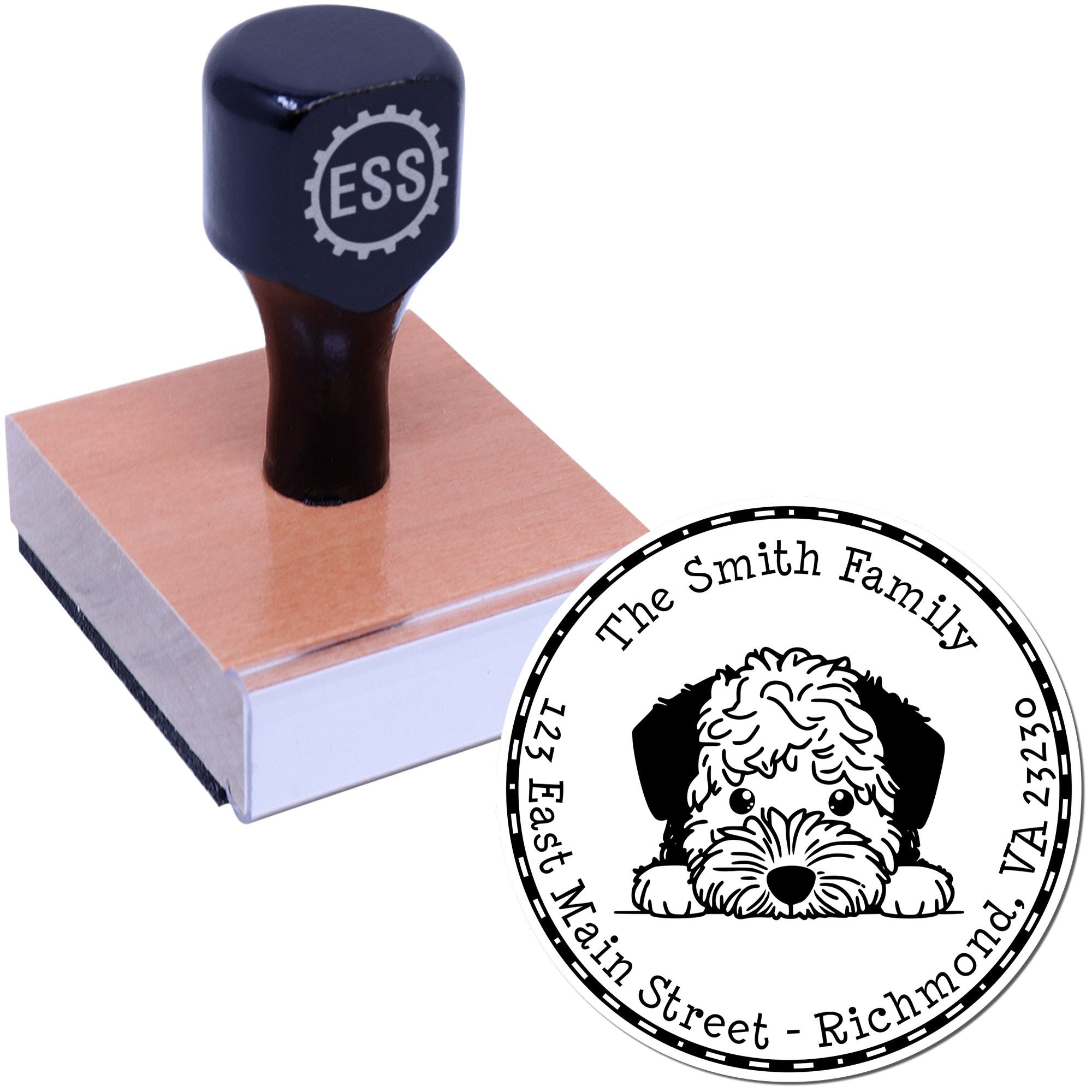Round Lagotto Romagnolo Personalized Mail Label Rubber Stamp