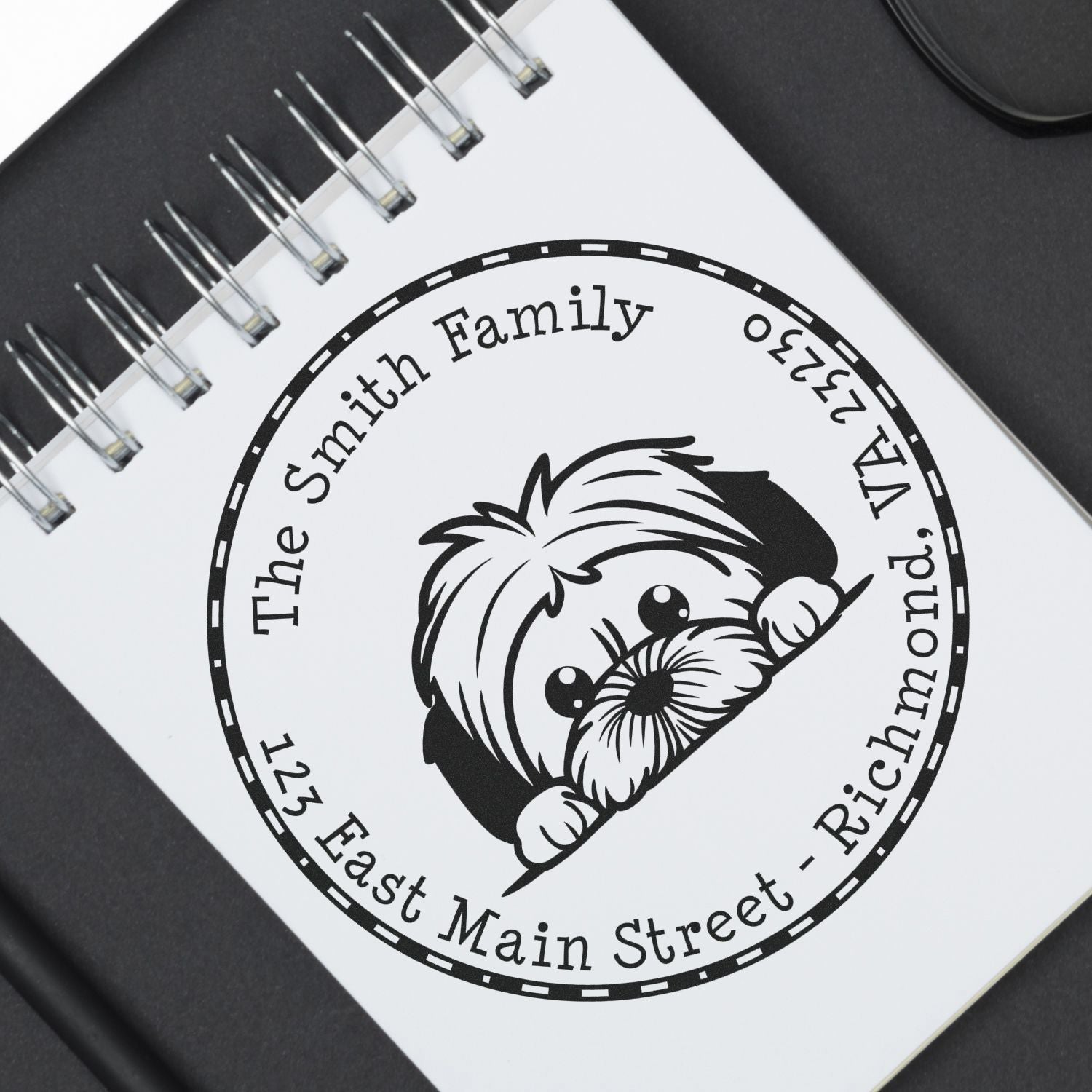 Round Pre-Inked Lhasa Apso Mailing Label Stamp - Engineer Seal Stamps