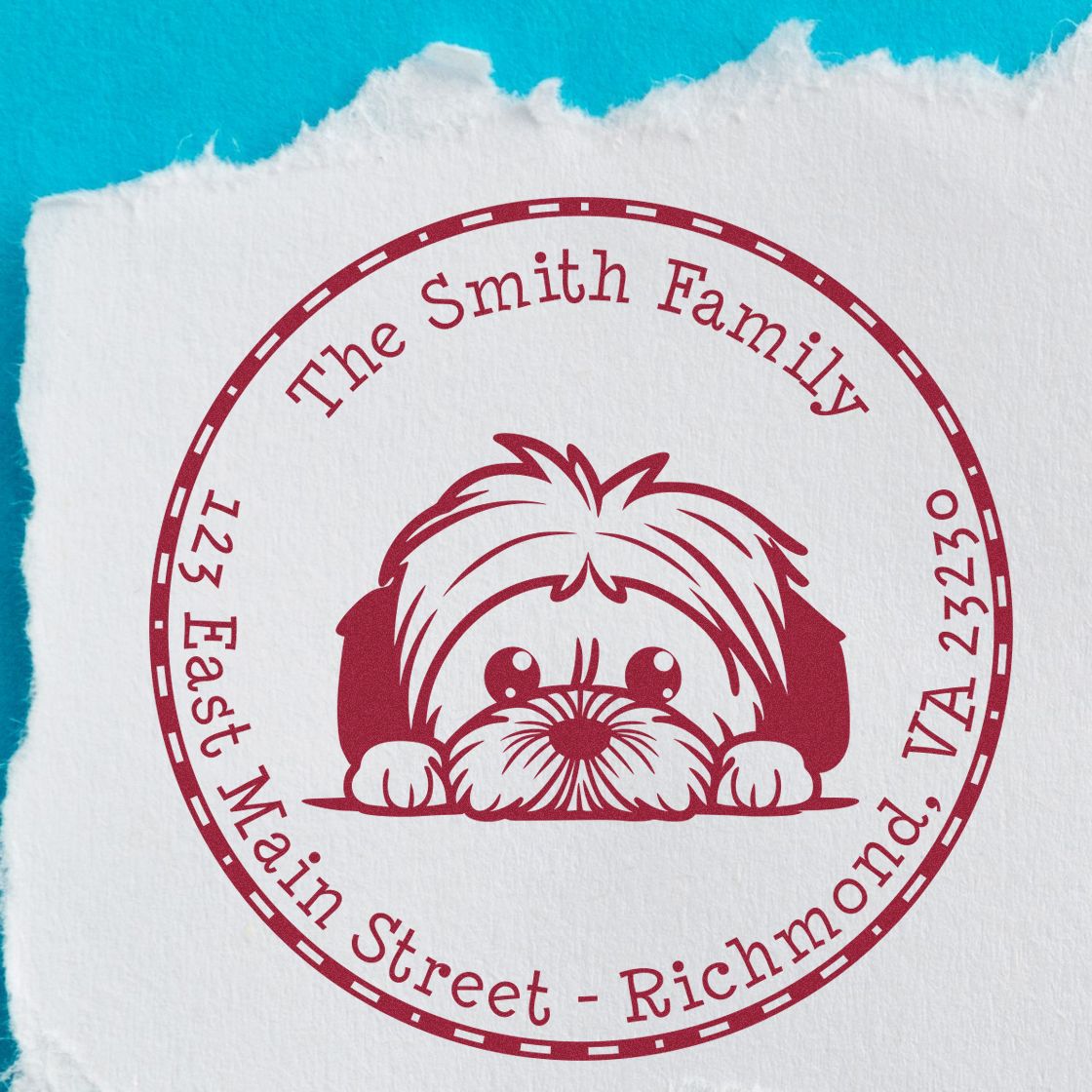 Round Lhasa Apso Personalized Rubber Stamp - Engineer Seal Stamps