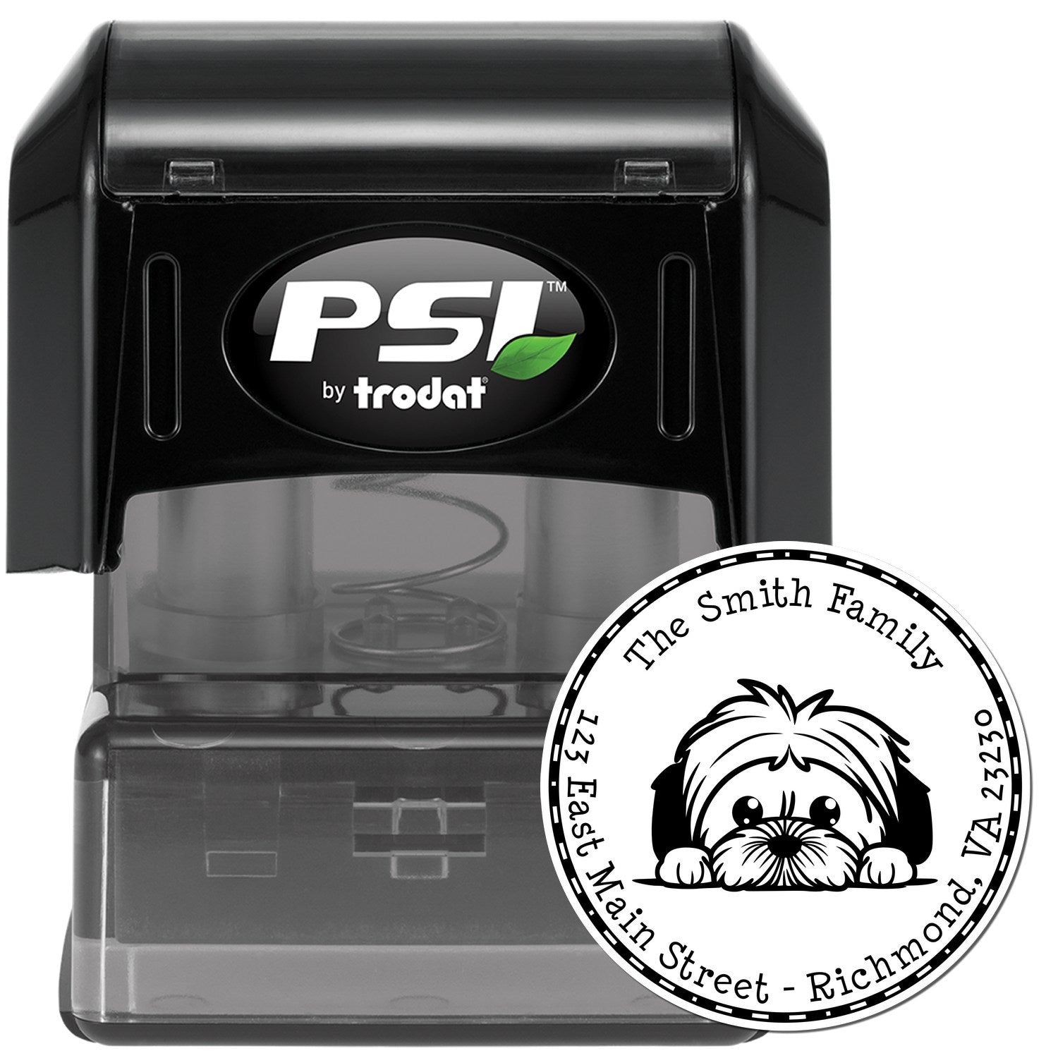 Round Pre-Inked Lhasa Apso Mailing Label Stamp - Engineer Seal Stamps