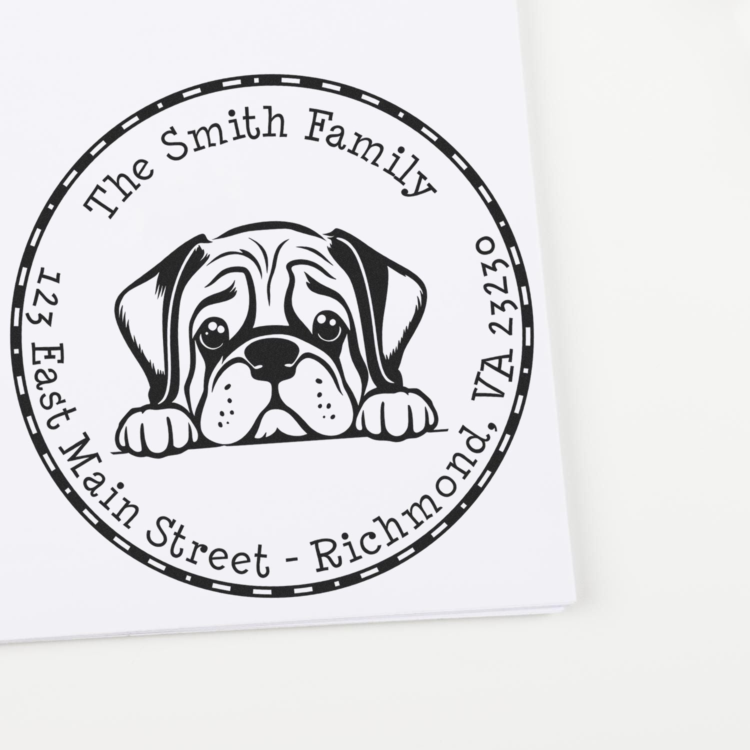 Slim Mastiff Custom Mail Label Stamp - Engineer Seal Stamps