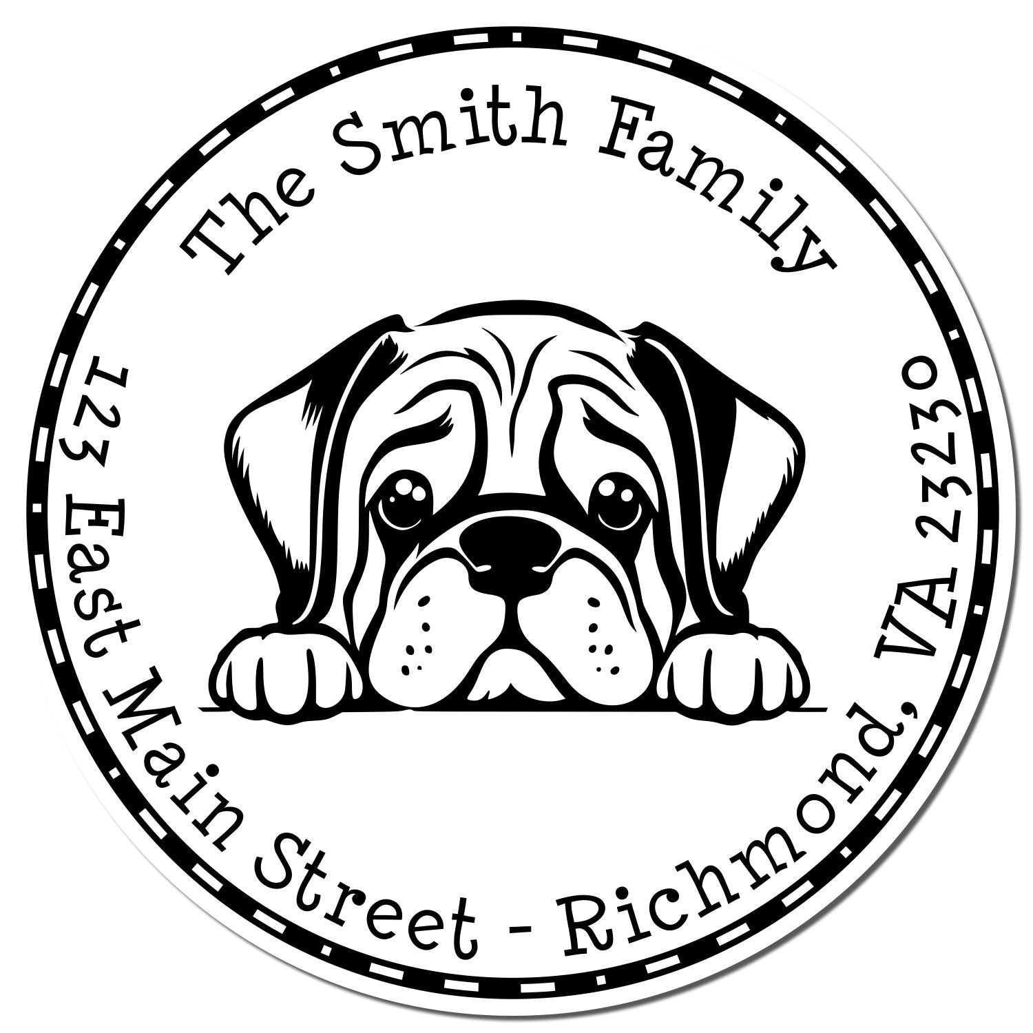 Slim Mastiff Custom Mail Label Stamp - Engineer Seal Stamps