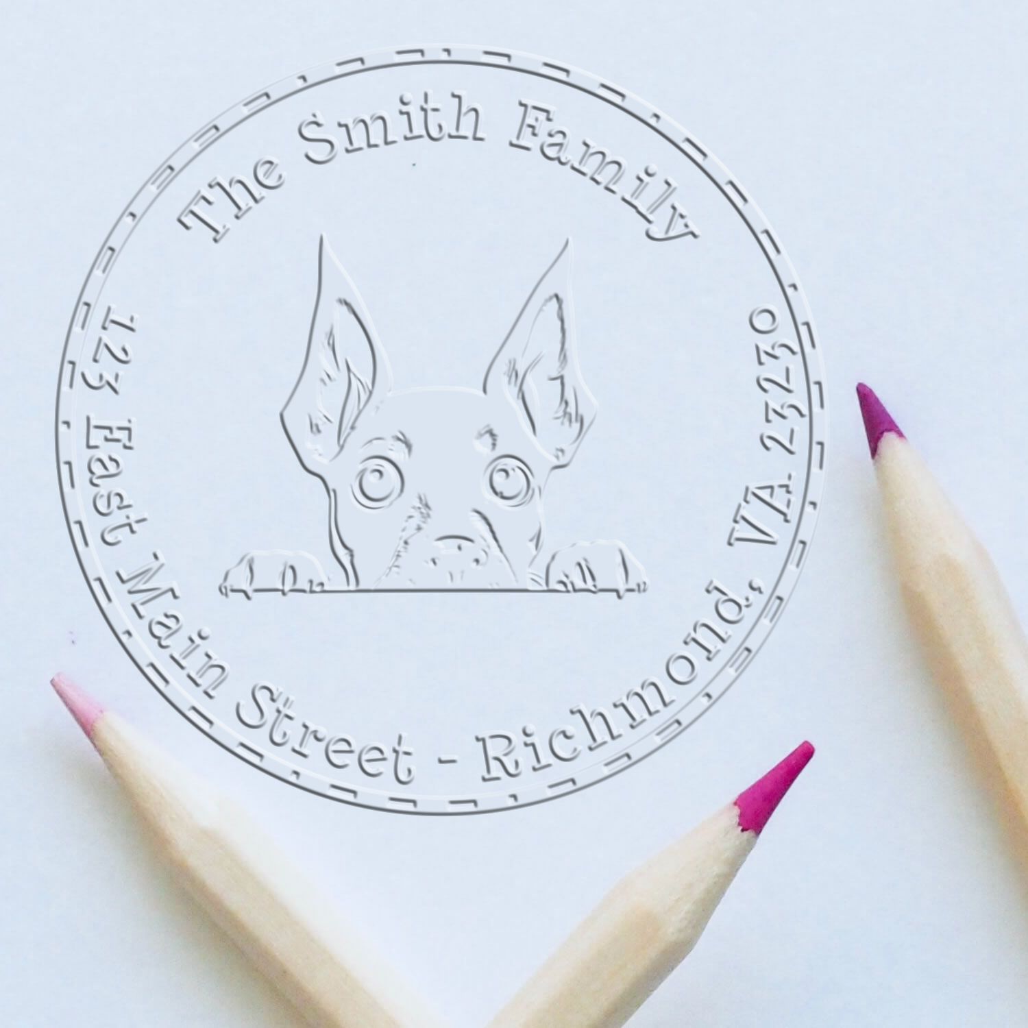 Miniature Pinscher Return Address Seal Desk Embosser - Engineer Seal Stamps