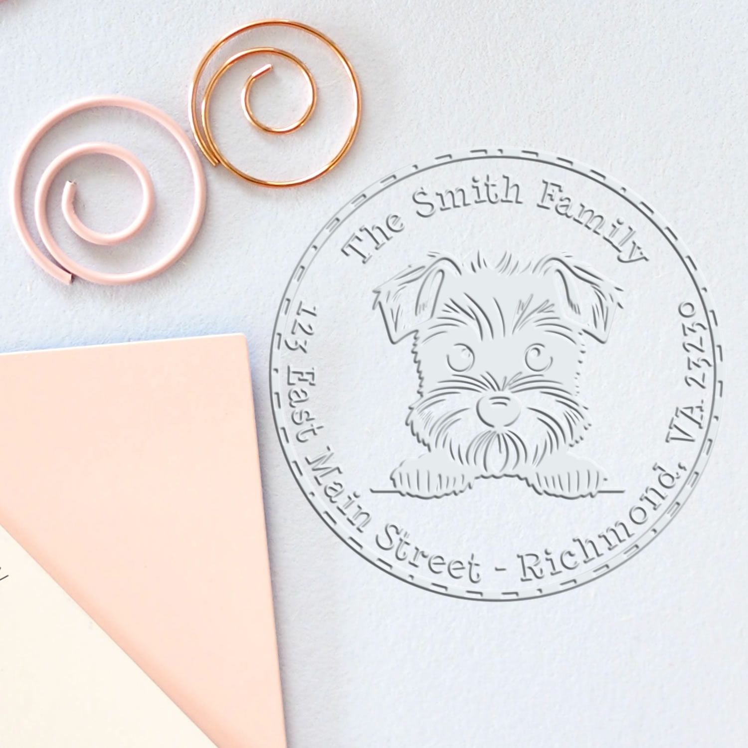 Miniature Schnauzer Name and Address Desk Embosser - Engineer Seal Stamps