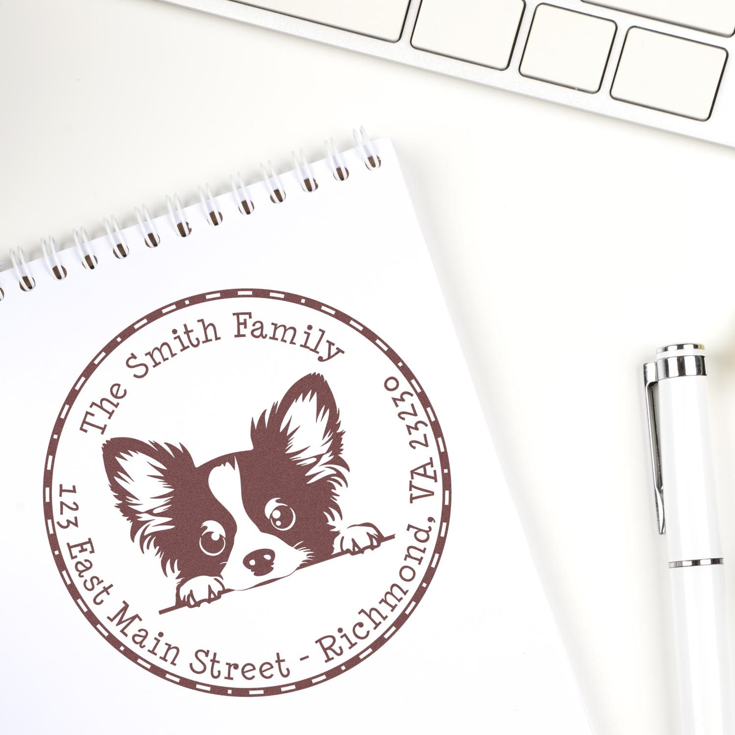 Round Self-Inking Papillon Personalized New Home Address Stamp - Engineer Seal Stamps