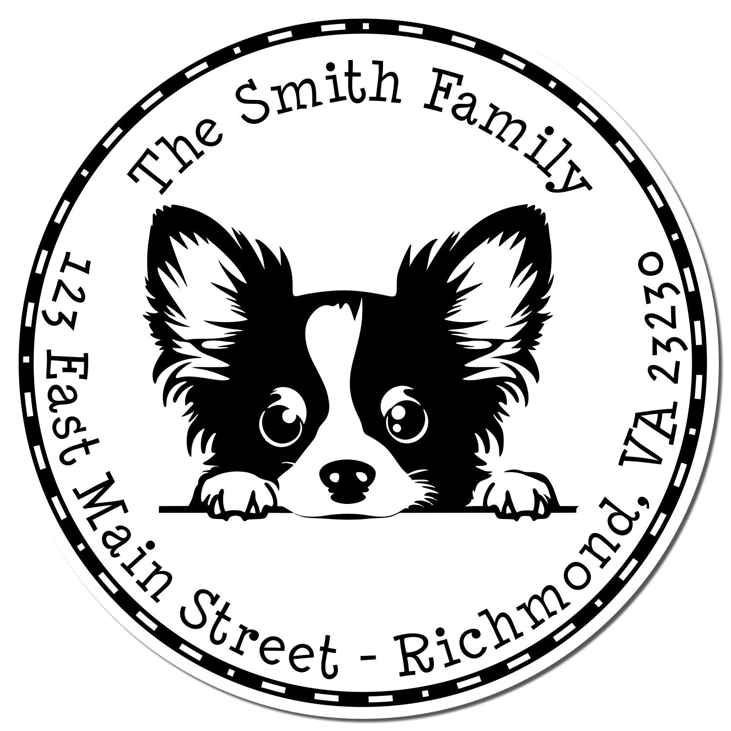 Round Pre-Inked Papillon Customized Home Address Stamp - Engineer Seal Stamps