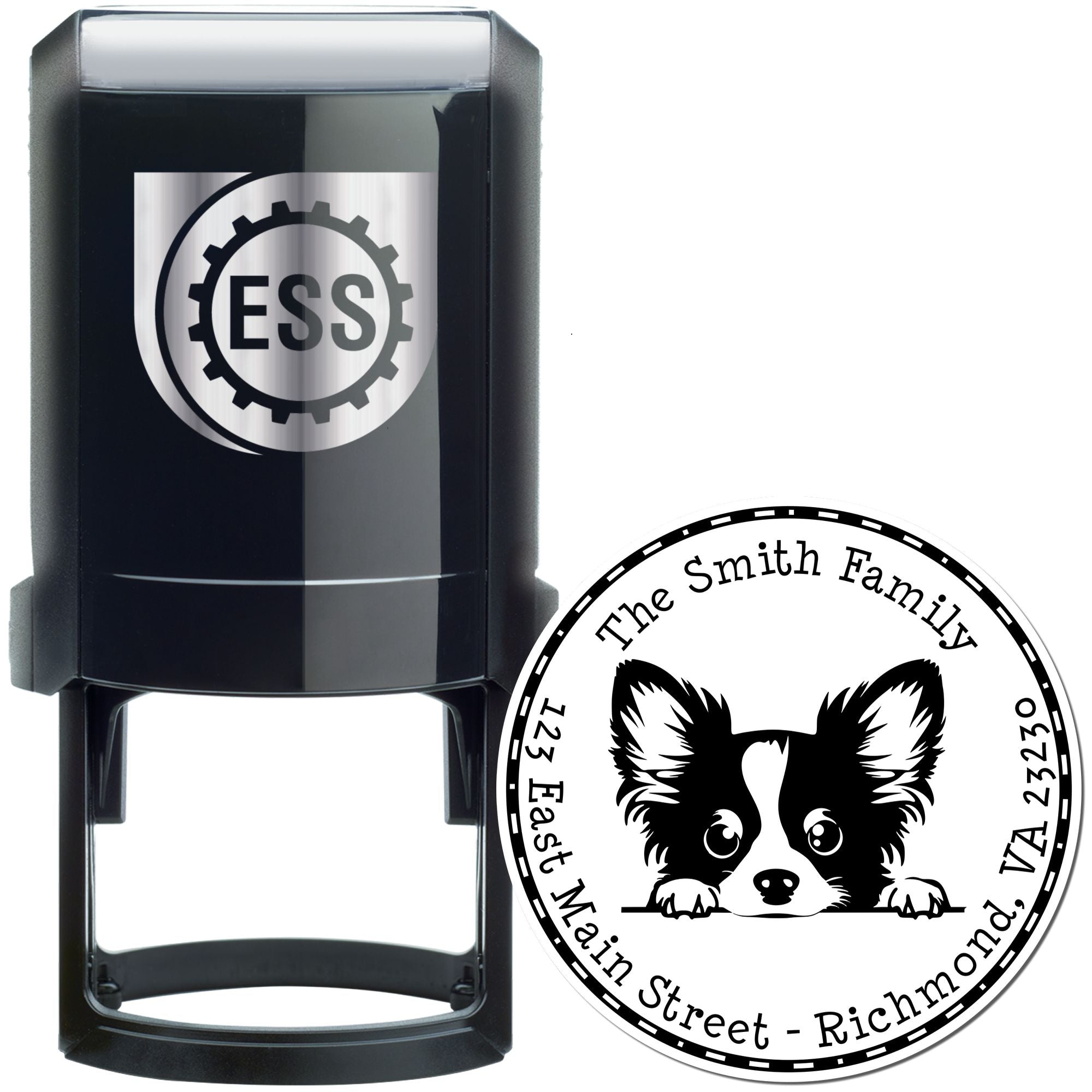 Round Self-Inking Papillon Personalized New Home Address Stamp - Engineer Seal Stamps