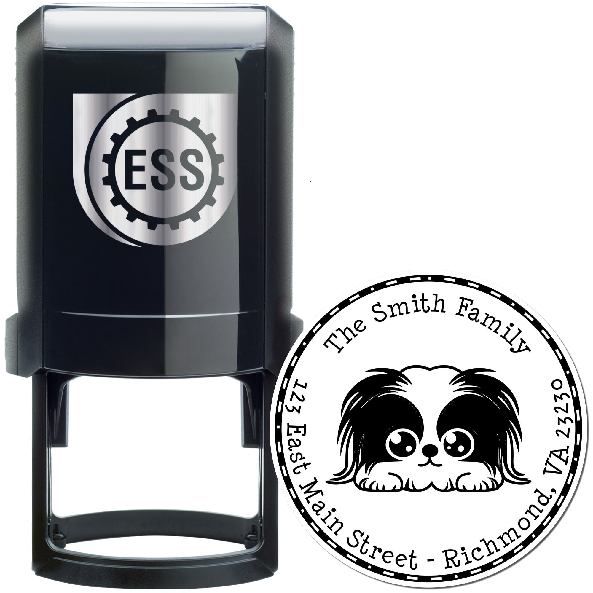Round Self-Inking Pekingese Personalized Address Return Stamp - Engineer Seal Stamps