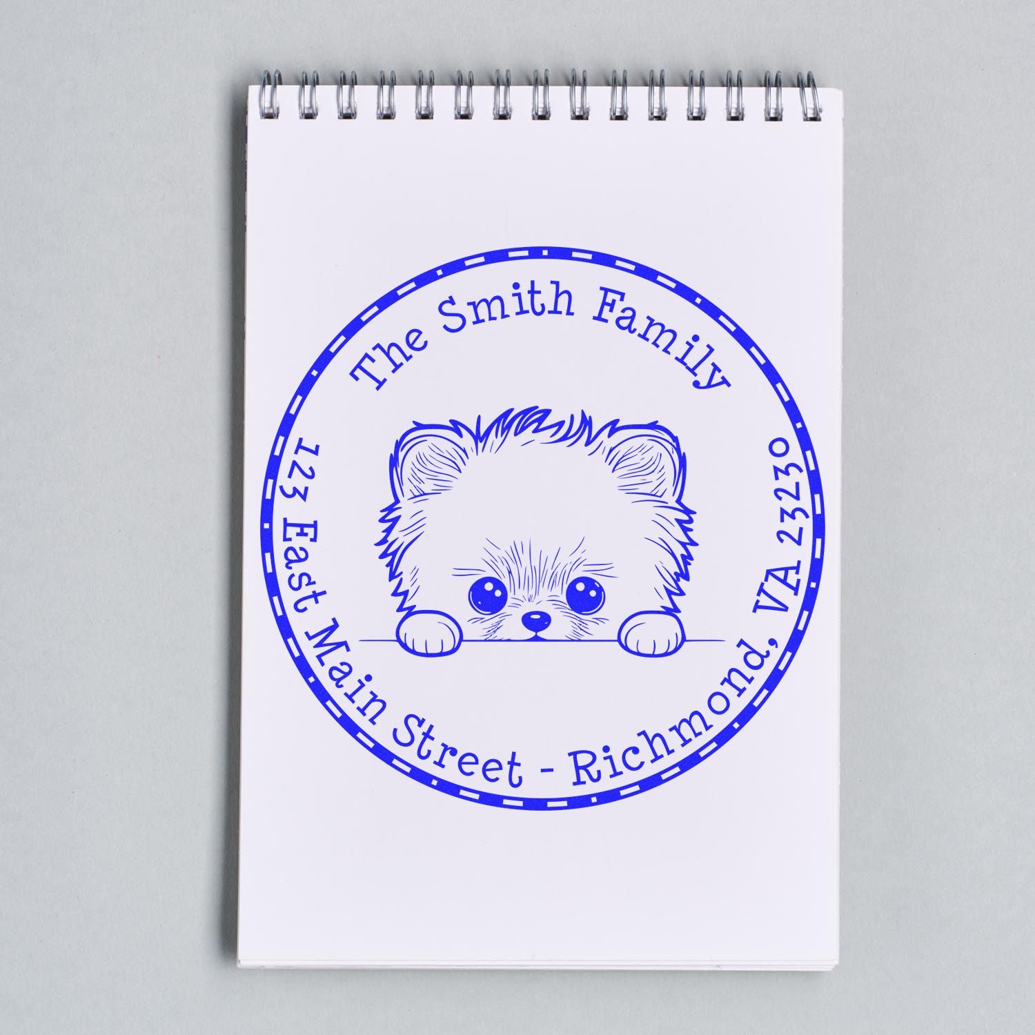 Round Pomeranian Custom Mail Address Rubber Stamp - Engineer Seal Stamps
