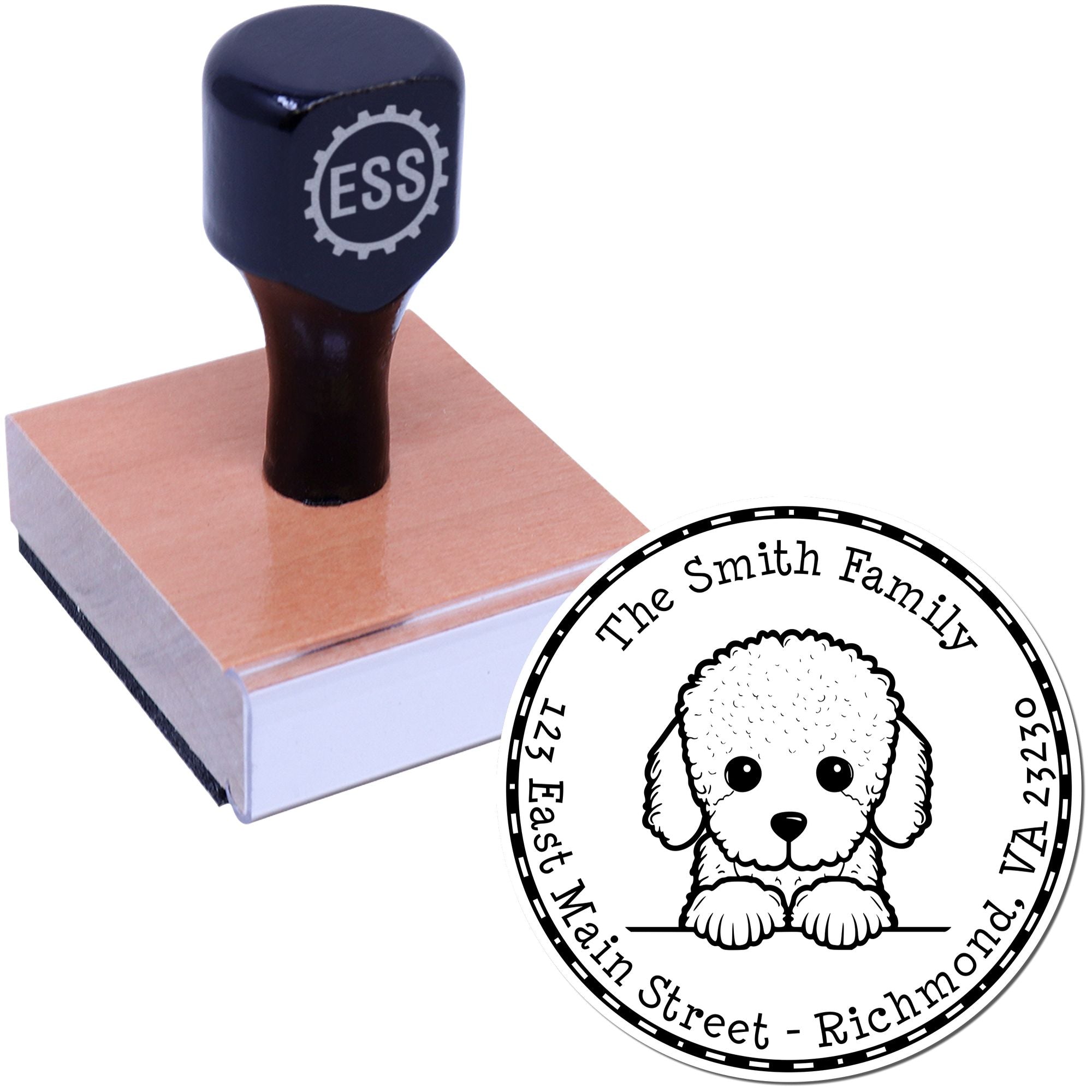 Round Poodle Custom New Address Rubber Stamp - Engineer Seal Stamps