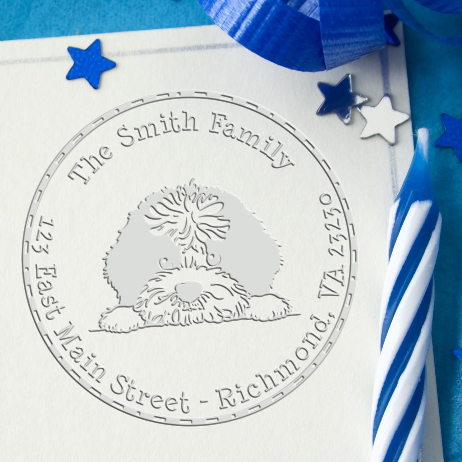 Soft Portuguese Water Dog Personalized Home Address Seal Embosser - Engineer Seal Stamps