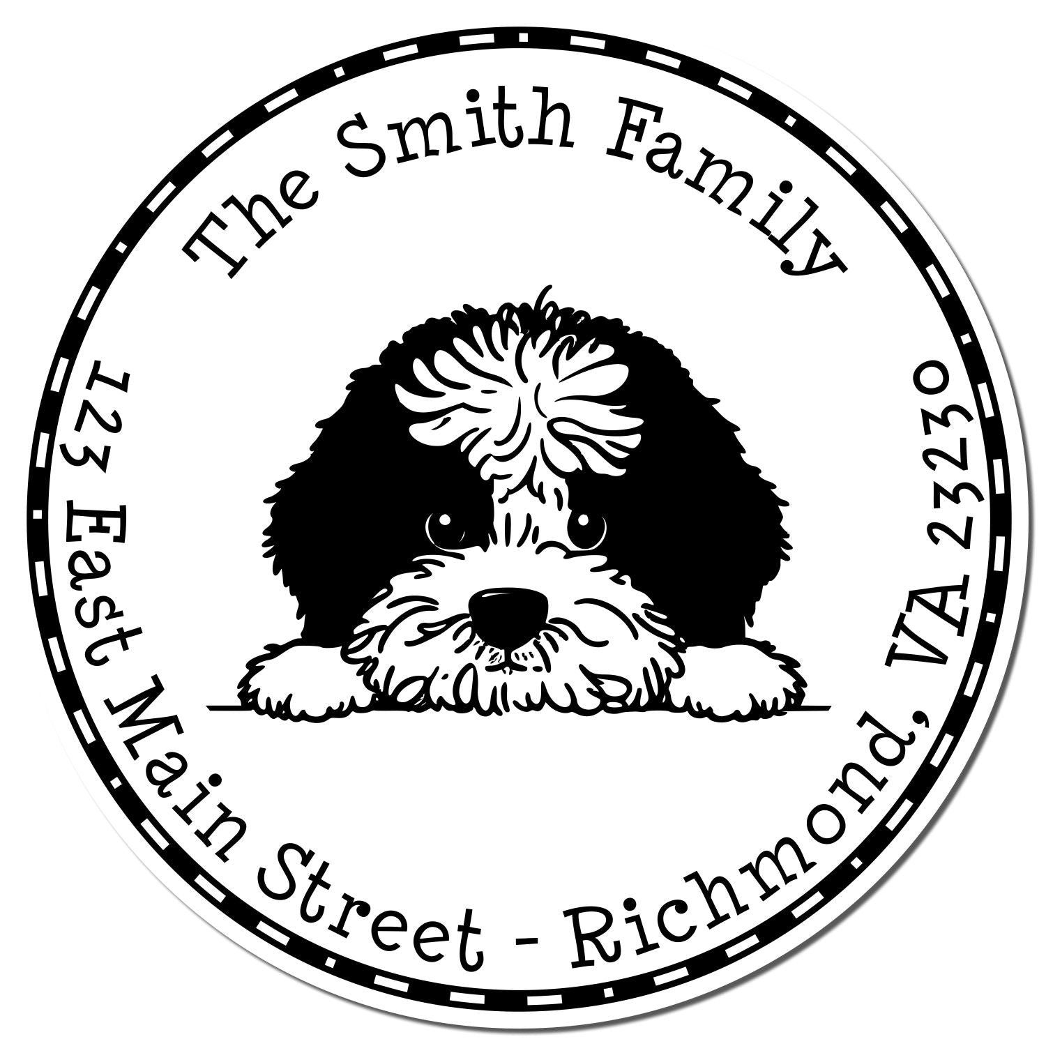 Round Self-Inking Portuguese Water Dog Personalized New Address Stamp - Engineer Seal Stamps