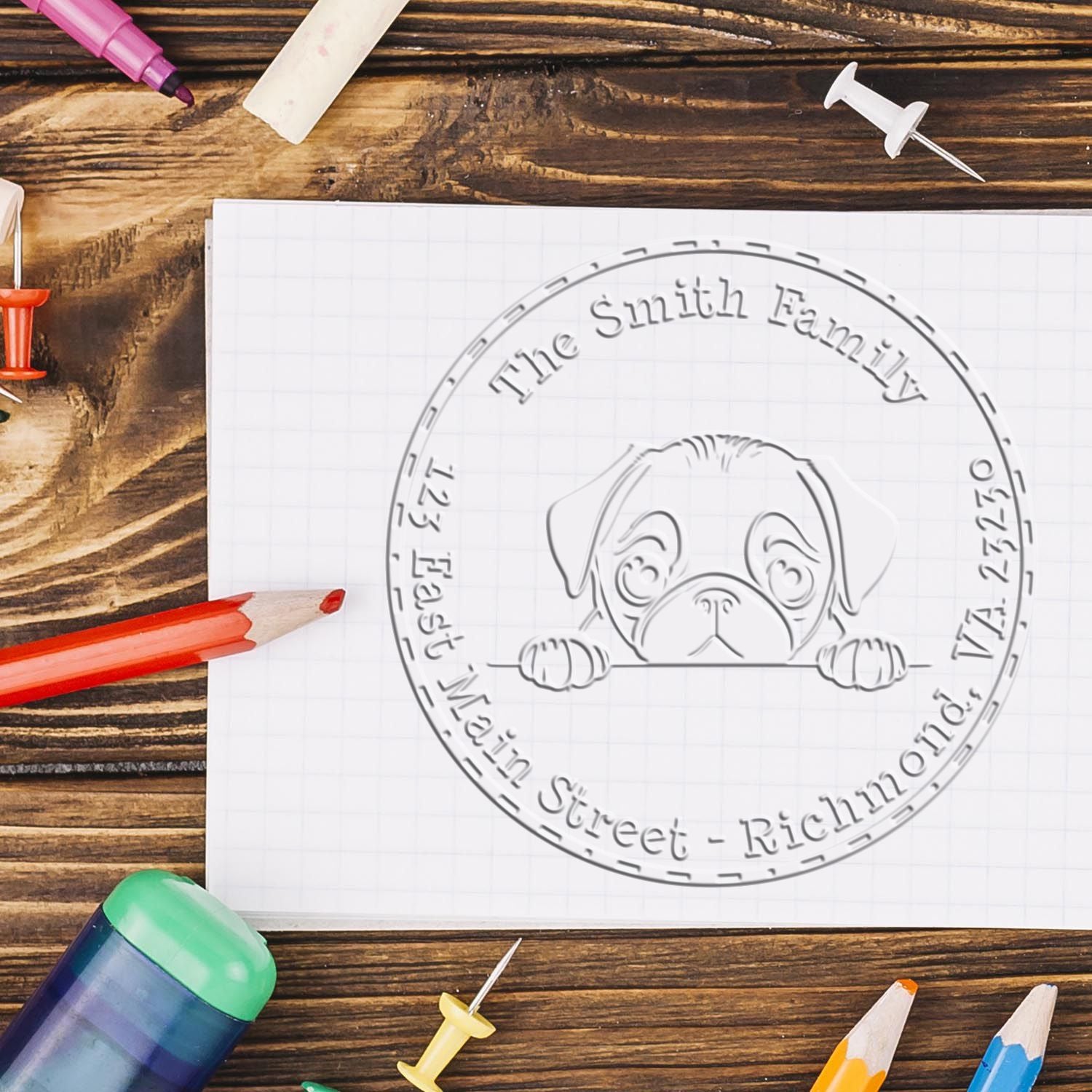 Pug New Home Address Seal Desk Embosser - Engineer Seal Stamps