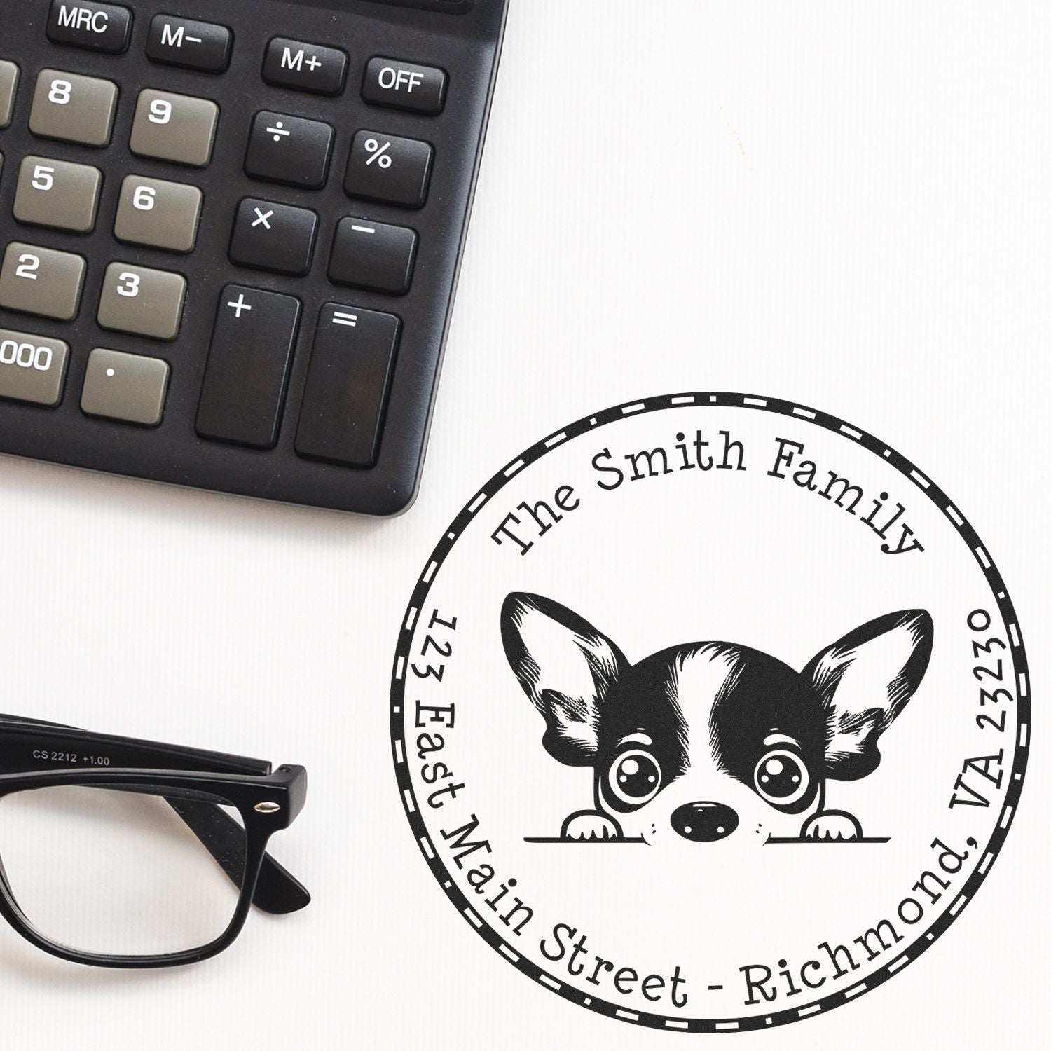 Round Rat Terrier Custom Address Label Rubber Stamp