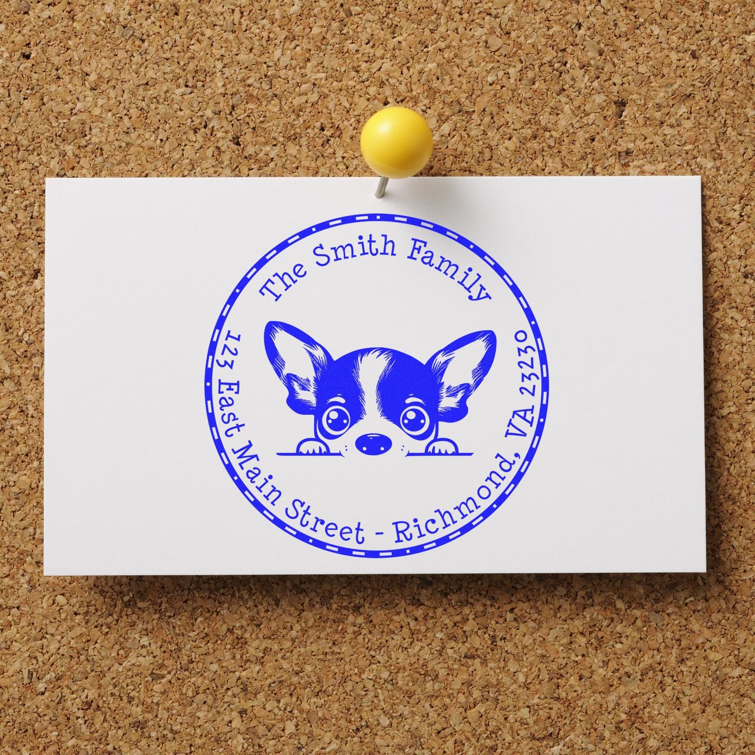 Round Pre-Inked Rat Terrier Customized Home Address Stamp - Engineer Seal Stamps