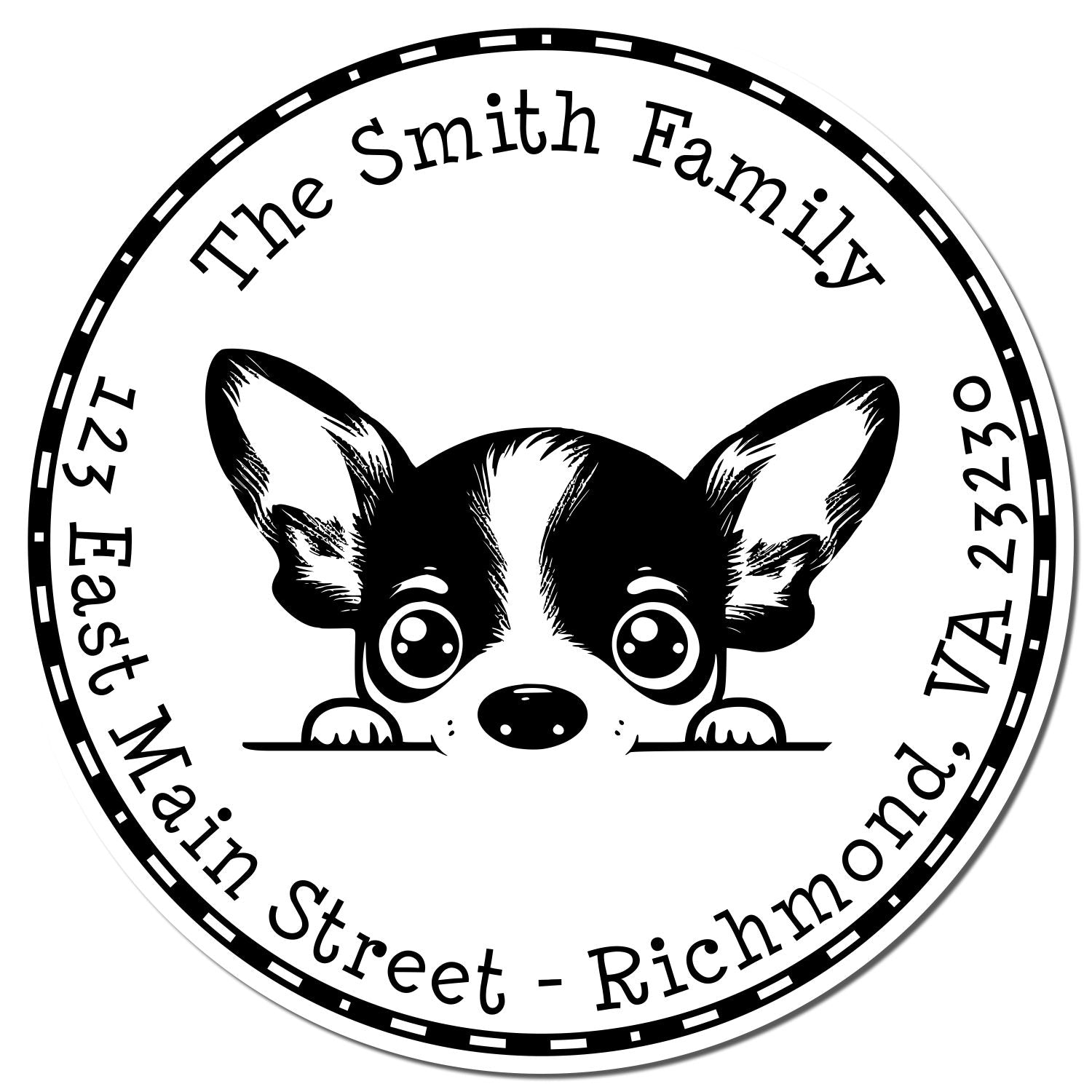 Round Self-Inking Rat Terrier Personalized Address Label Stamp - Engineer Seal Stamps