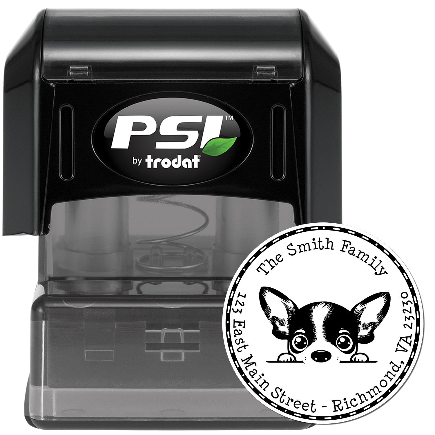 Round Pre-Inked Rat Terrier Customized Home Address Stamp - Engineer Seal Stamps