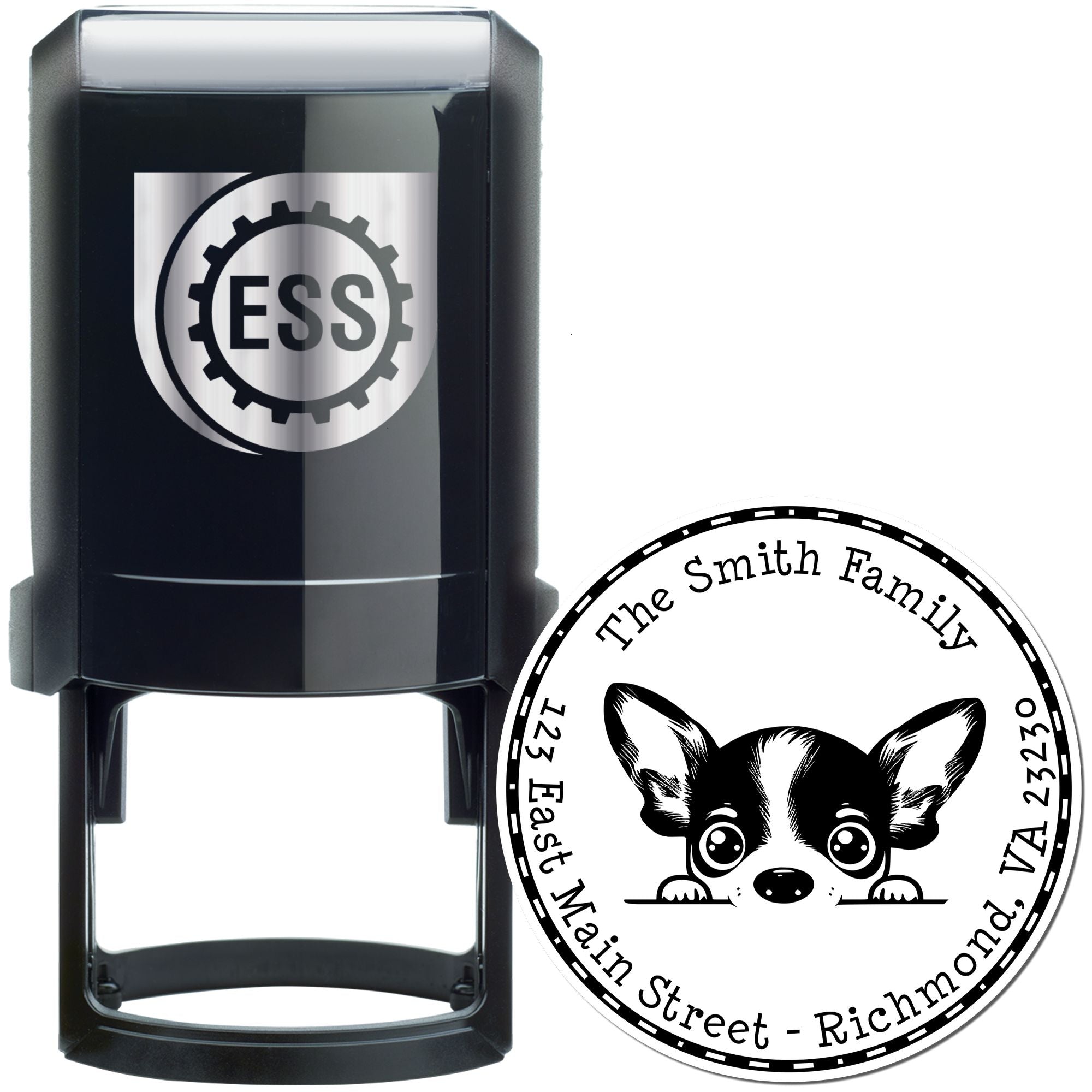 Round Self-Inking Rat Terrier Personalized Address Label Stamp - Engineer Seal Stamps