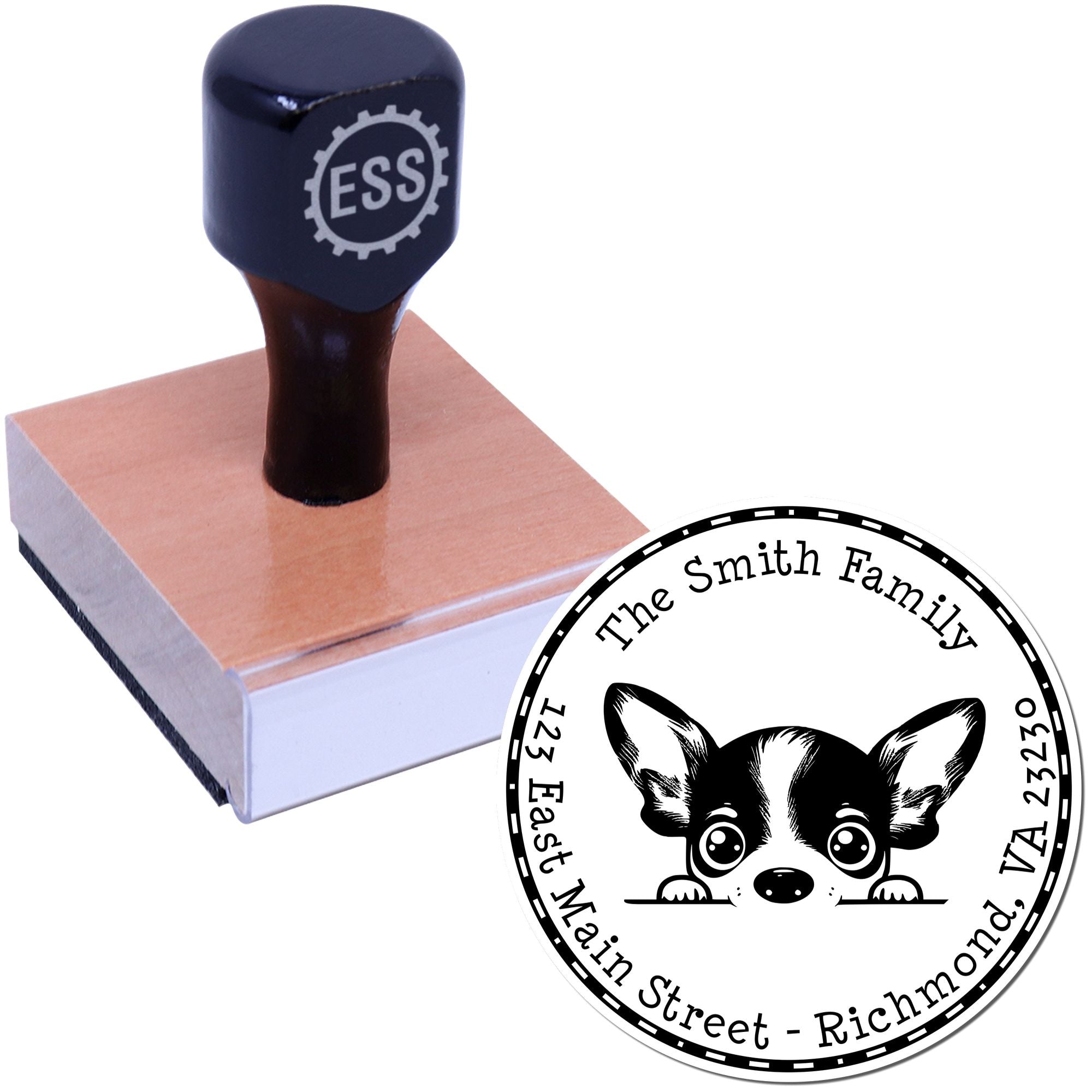 Round Rat Terrier Custom Address Label Rubber Stamp