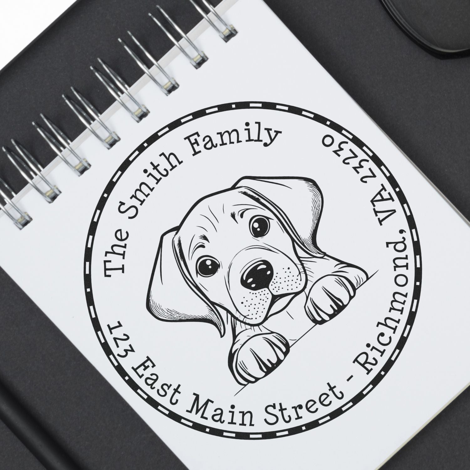 Round Rhodesian Ridgeback Custom Address Rubber Stamp