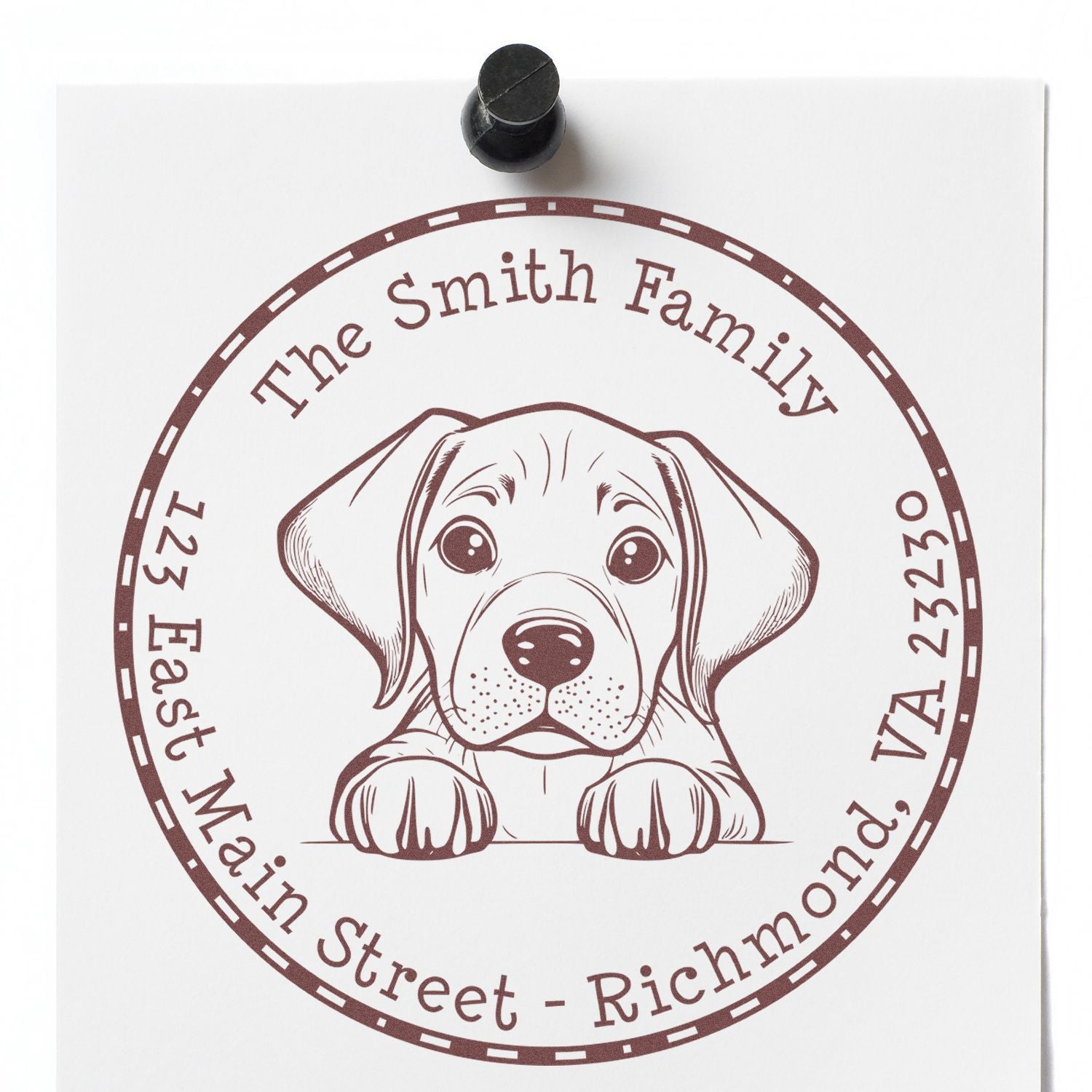 Round Pre-Inked Rhodesian Ridgeback Customized Address Label Stamp - Engineer Seal Stamps
