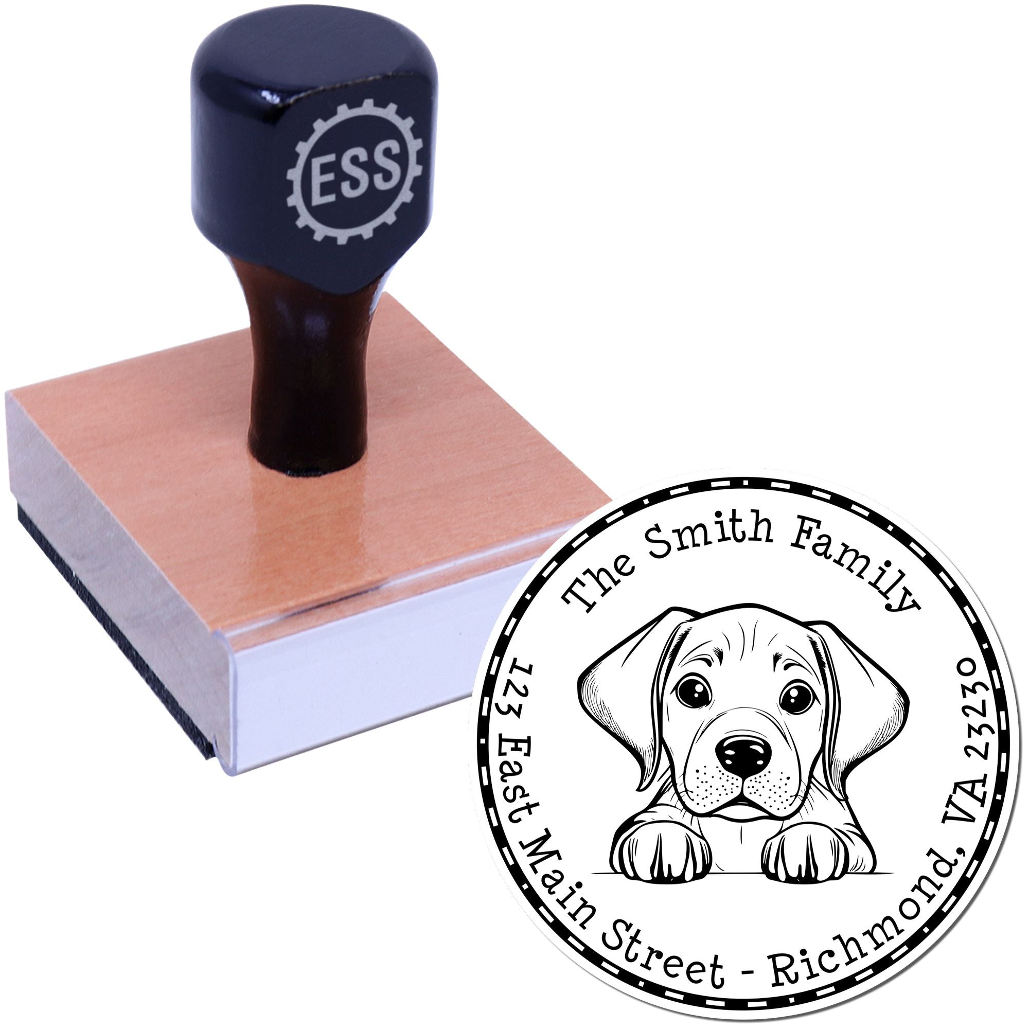 Round Rhodesian Ridgeback Custom Address Rubber Stamp