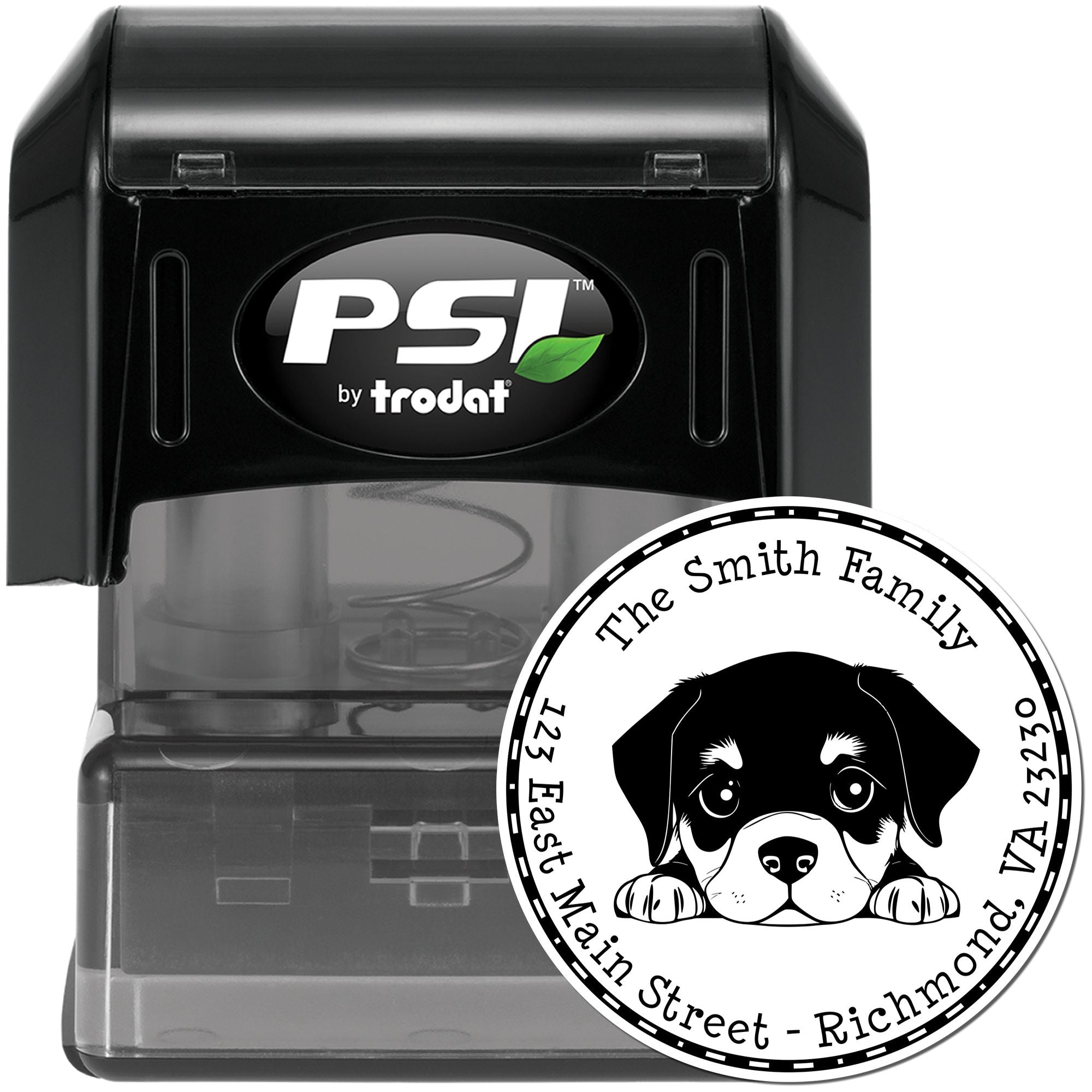 Round Pre-Inked Rottweiler Customized Address Label Stamp - Engineer Seal Stamps