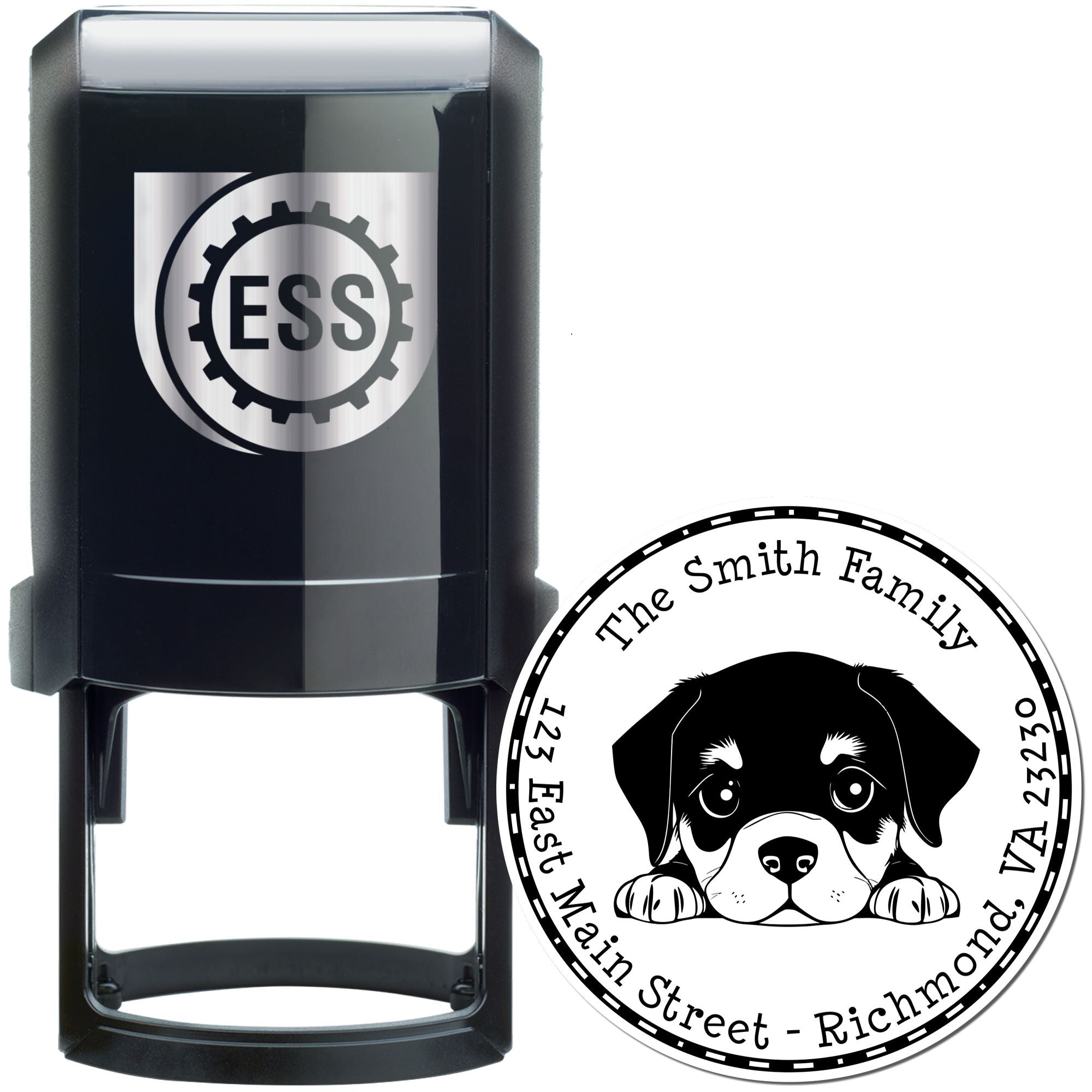 Round Self-Inking Rottweiler Personalized Address Stamp - Engineer Seal Stamps