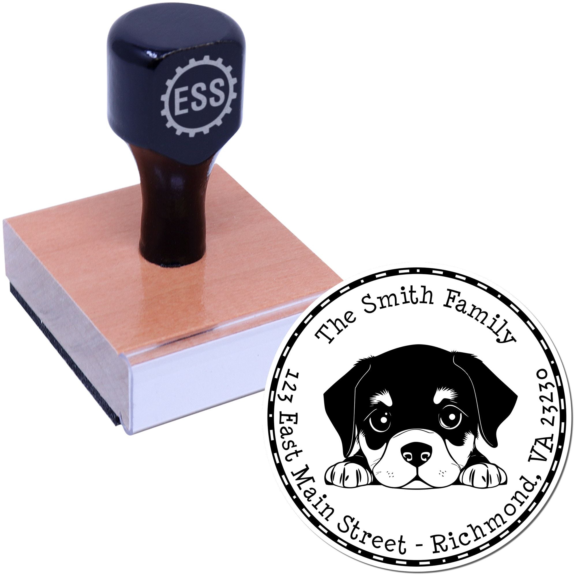Round Rottweiler Custom Address Return Rubber Stamp