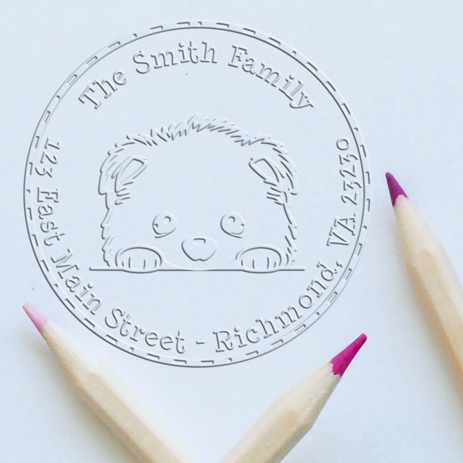 Soft Samoyed Personalized Return Address Embosser - Engineer Seal Stamps